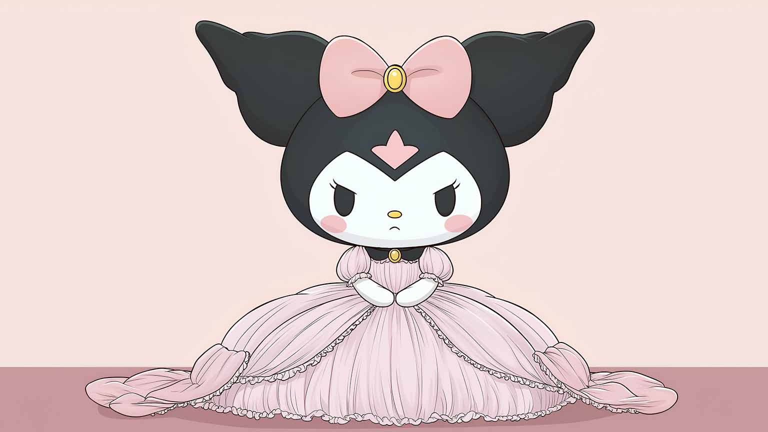 Free Kuromi in a Pink and Cute Dress Desktop Wallpaper