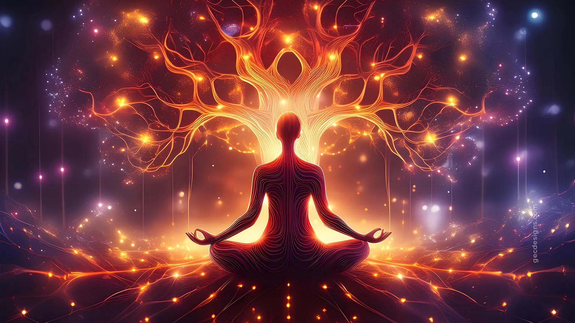 Cosmic yoga meditation, yoga day wallpaper, meditation universe spiritual background