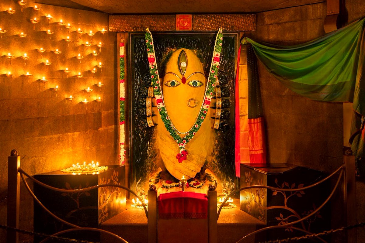 Isha Sacred Walks Linga Bhairavi Devi is adorned in Haridram taking the form of Lakshmi! Those who aspire for wealth, for passion and for life, naturally aspire towards that