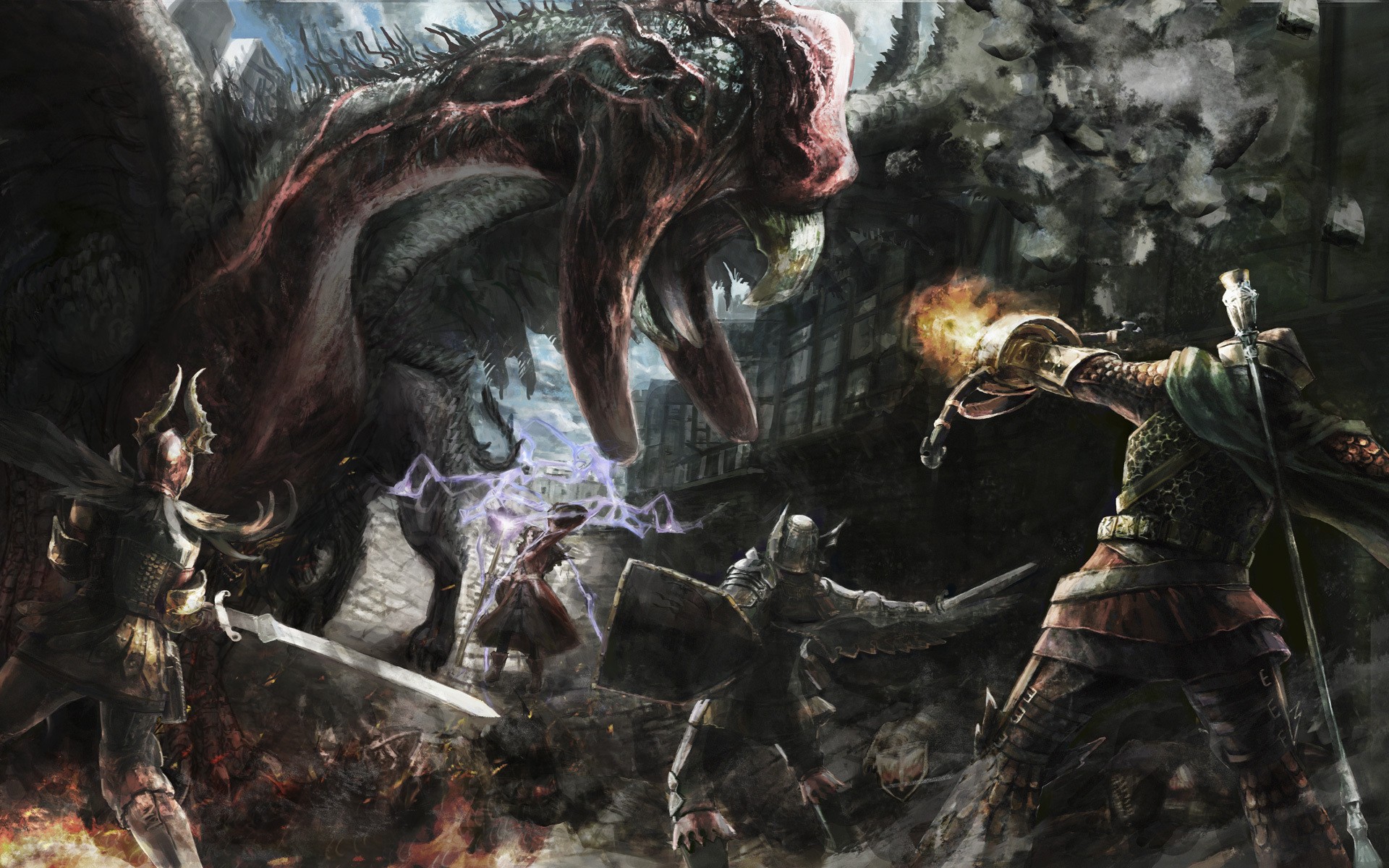 dragons, Fantasy, Art, Artwork, Warriors, Medieval, Dragons, Dogma Wallpaper HD / Desktop and Mobile Background