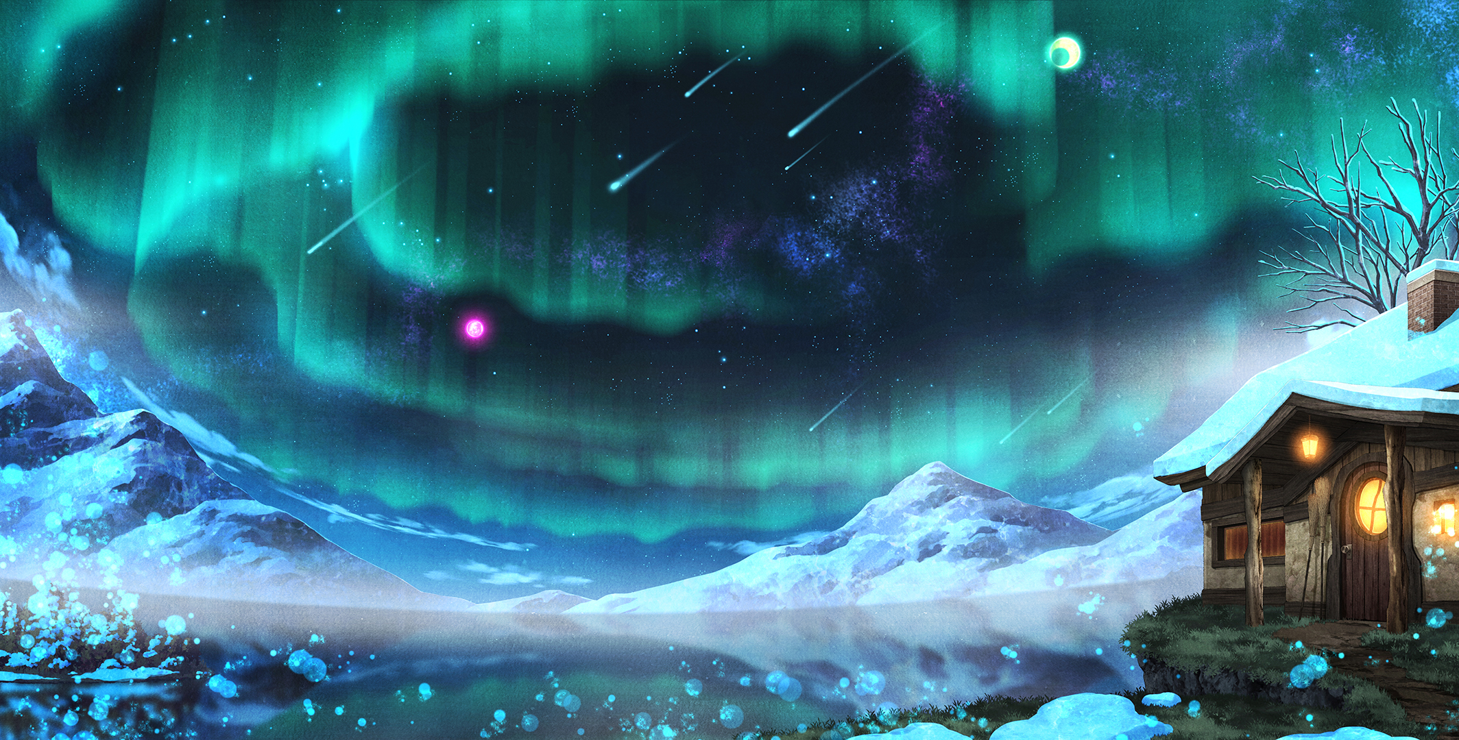 Starry Aurora Anime Landscape HD