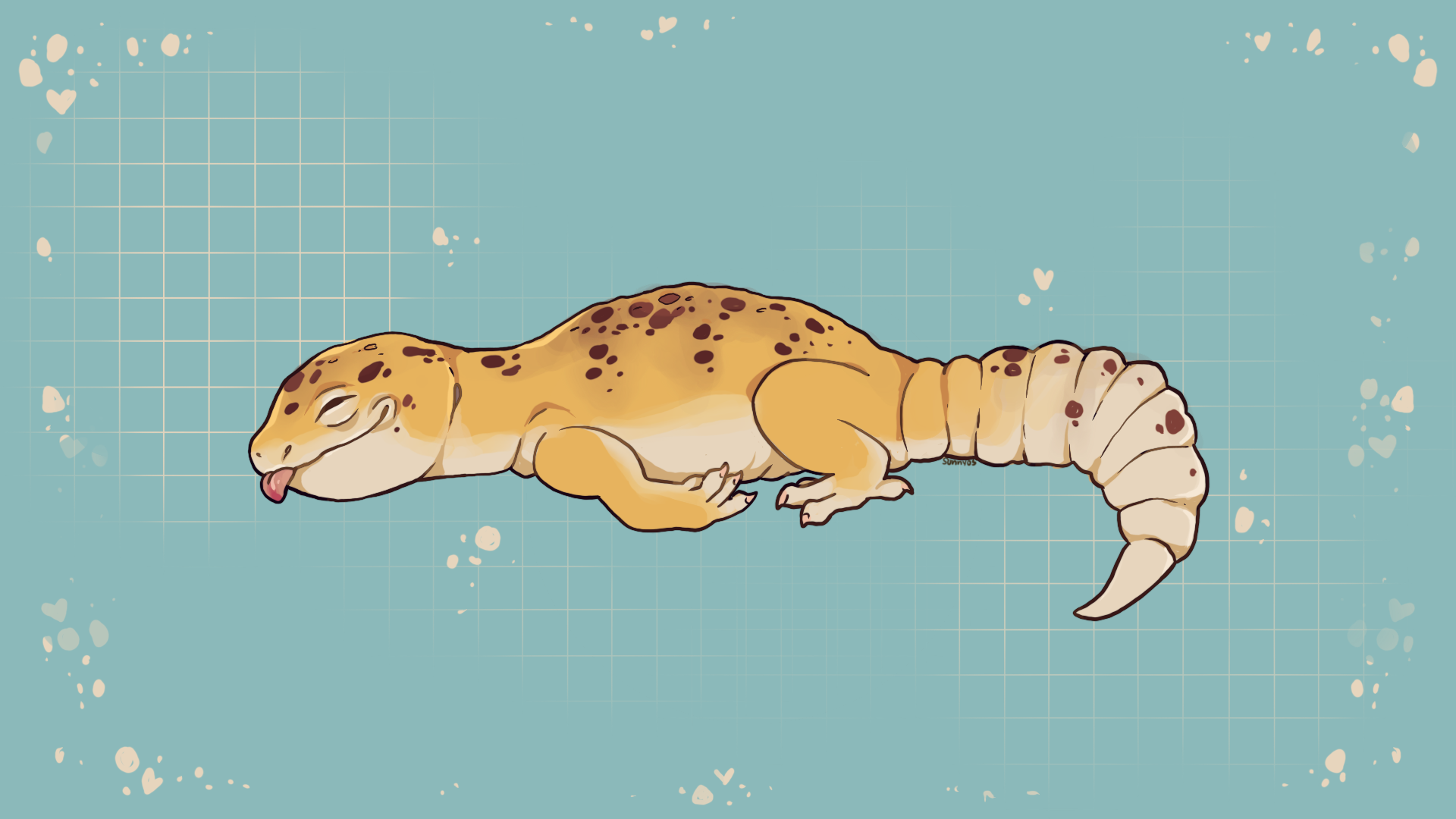 I drew a computer wallpaper of my gecko!