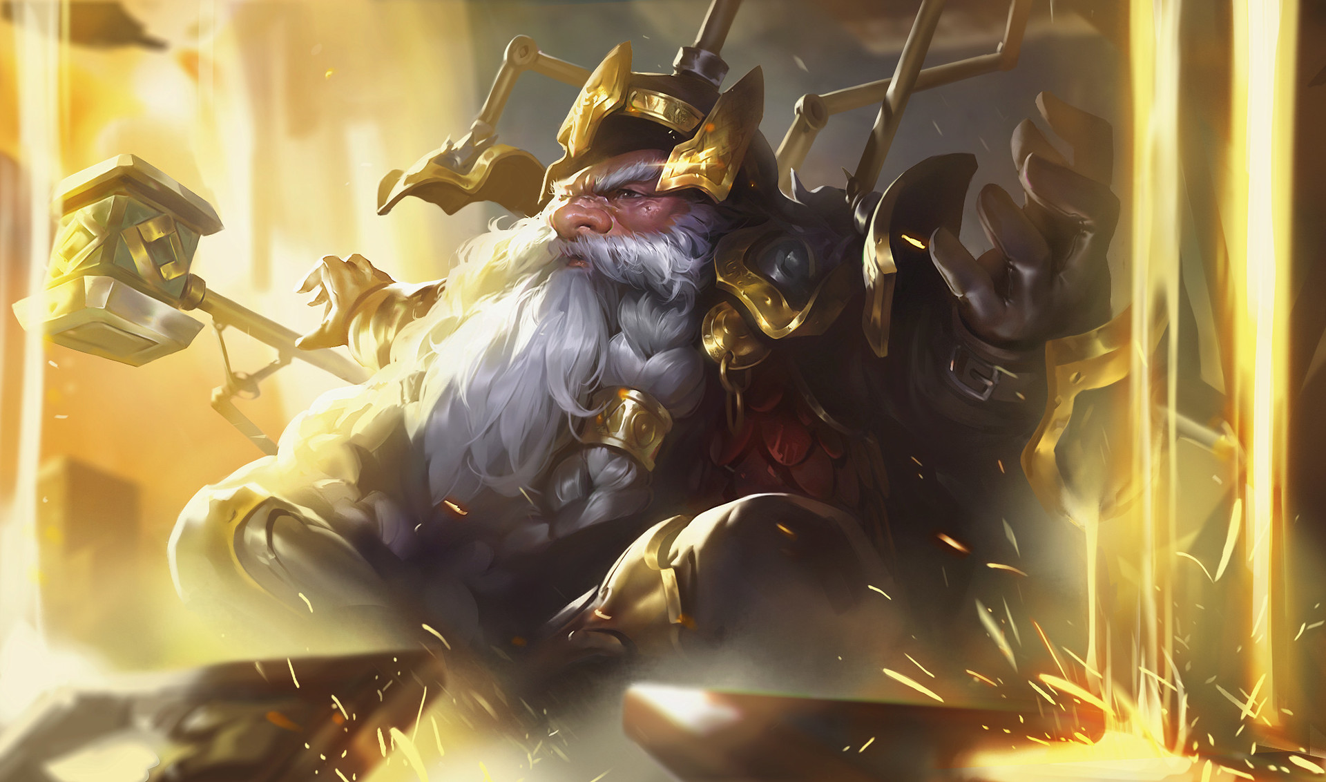 Legendary Dwarf Warrior with Hammer. Epic Fantasy Beard HD Wallpaper