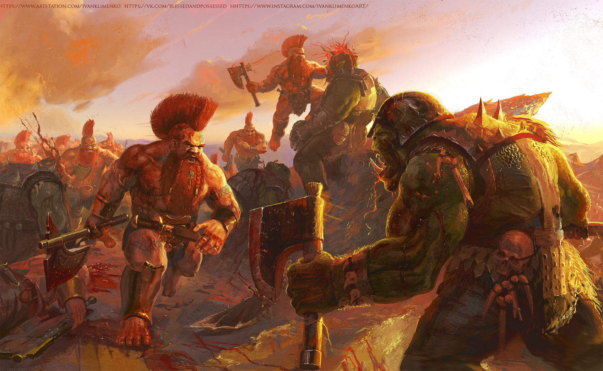 Download Orc Dwarf Fantasy Battle HD Wallpaper