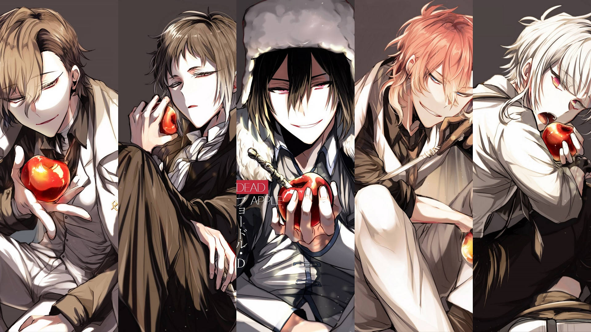 Download Bungo Stray Dogs Characters With Apples Wallpaper
