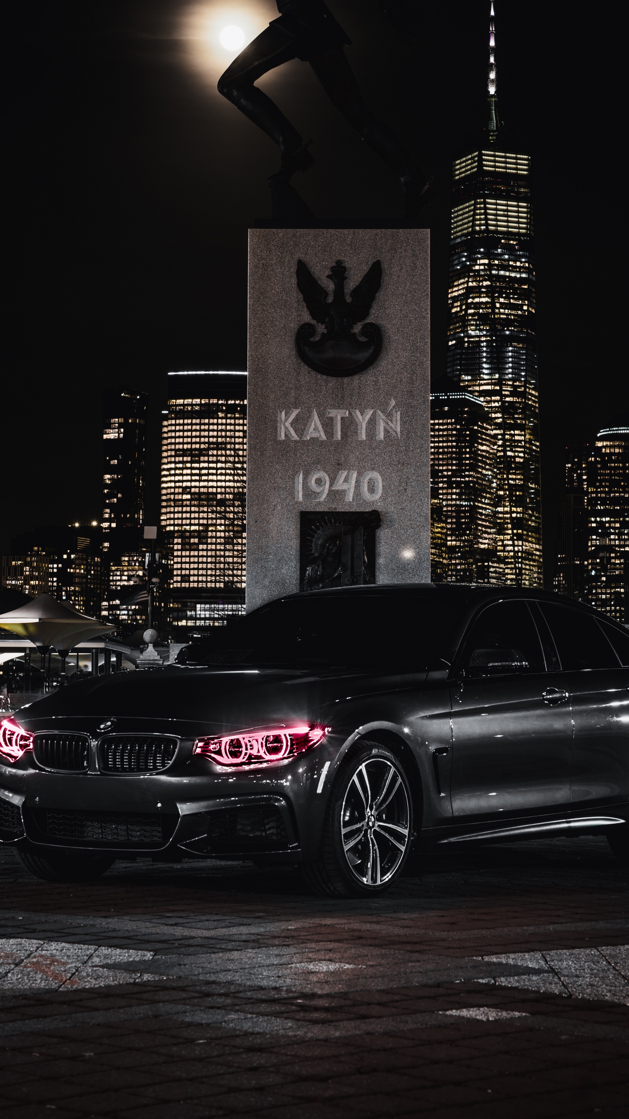 BMW M4 Wallpaper 4K, Black Edition, Angel Eyes, Night