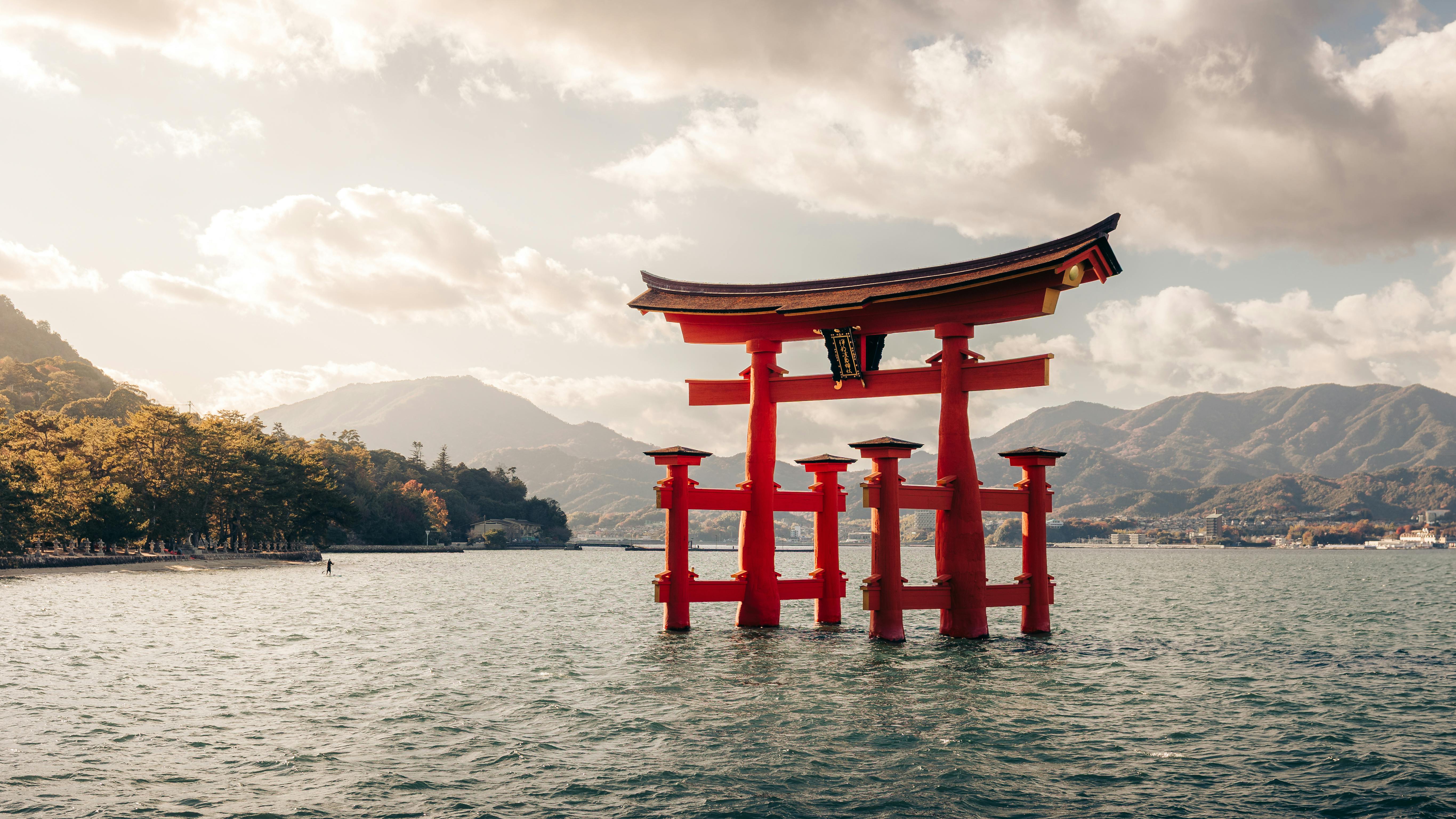 Floating Torii Gate of Itsukushima Shrine in Hatsukaichi Japan · Free