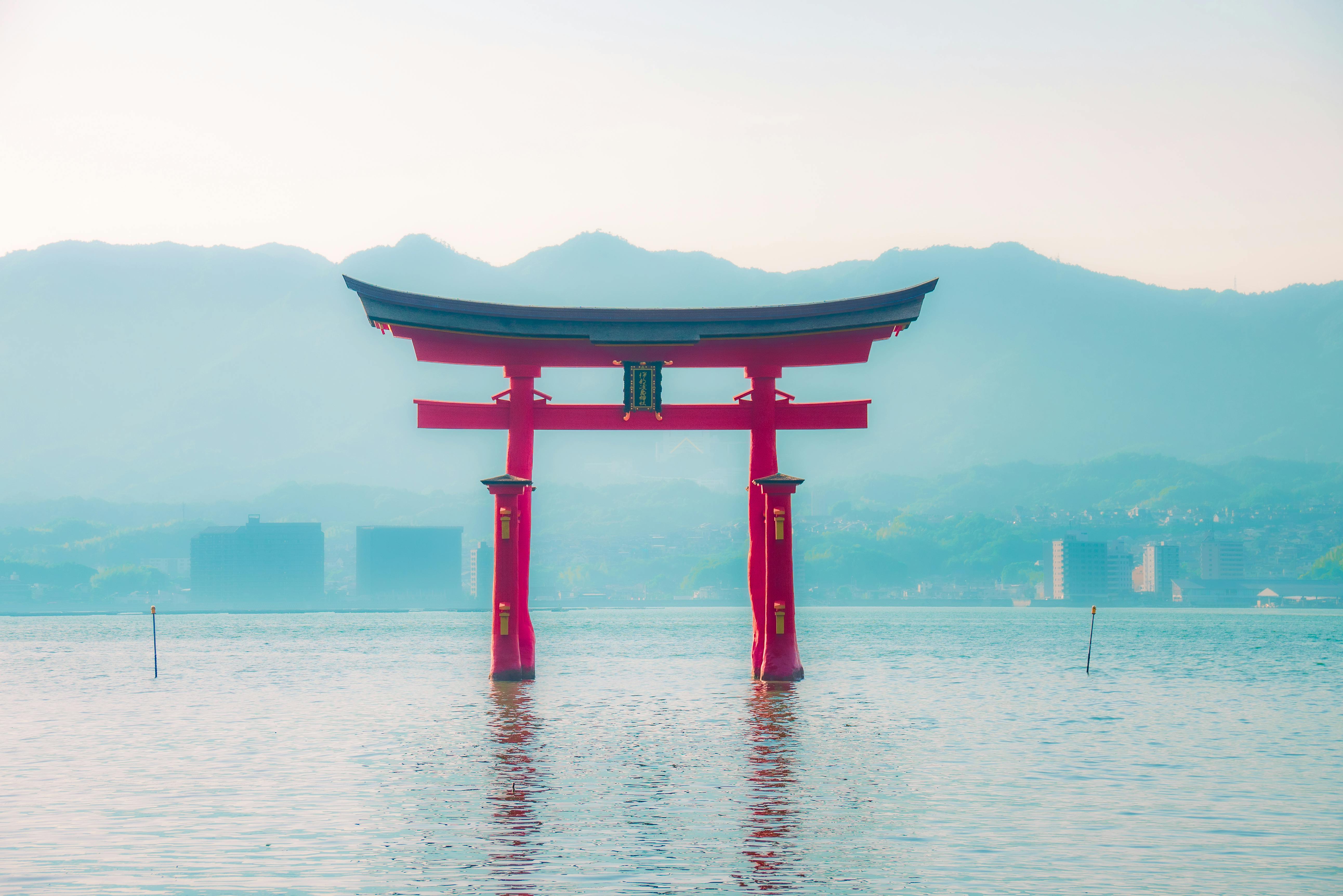 Floating Torii of Itsukushima Shrine in Hatsukaichi Japan · Free