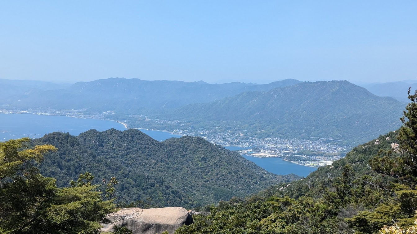 Free picture: Panoramic view from the Misen, a sacred mountain on Itsukushima in Hatsukaichi, Hiroshima, Japan