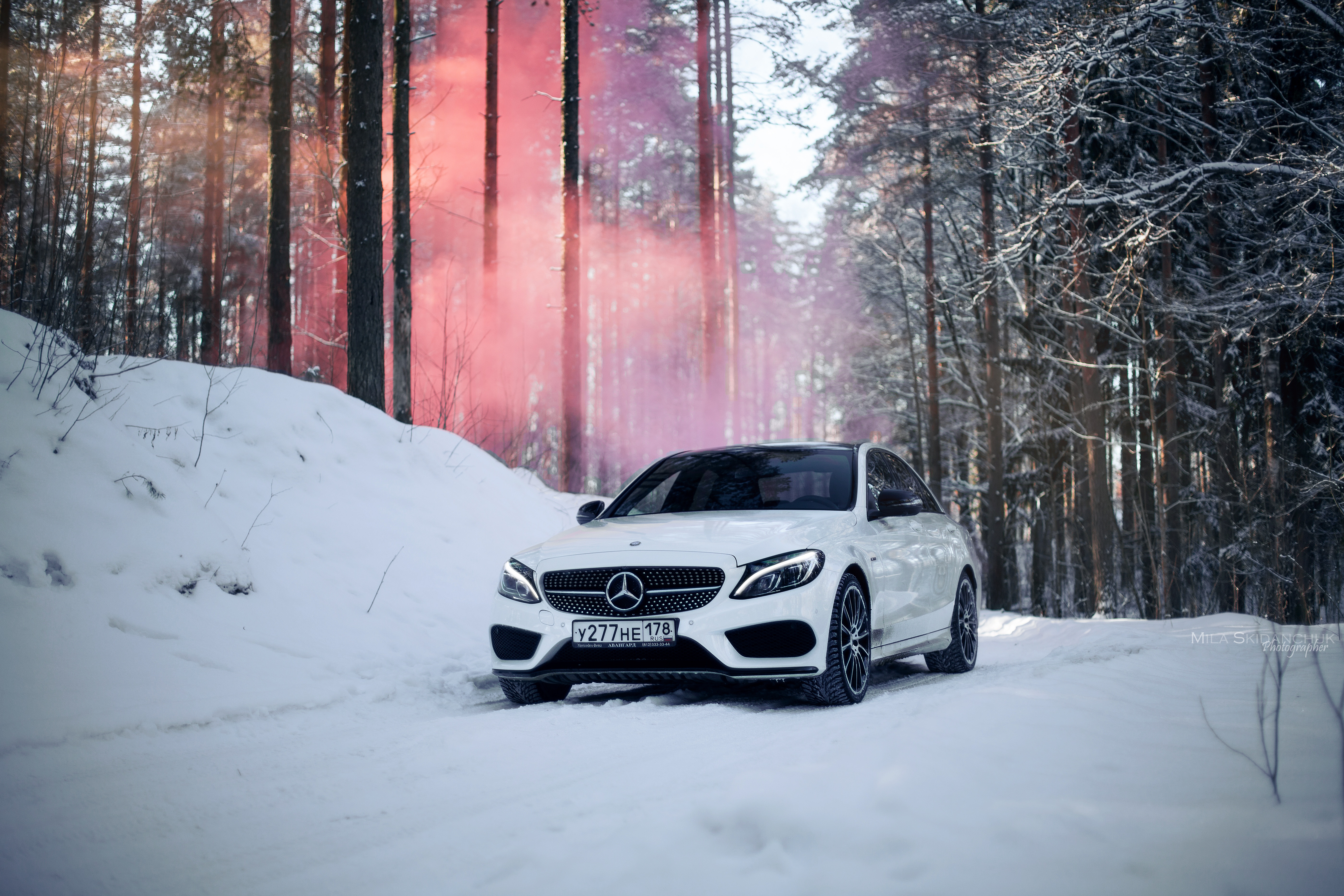 Wallpaper winter, car, machine, auto, city, fog, race, tale for mobile and desktop, section mercedes, resolution 5600x3733