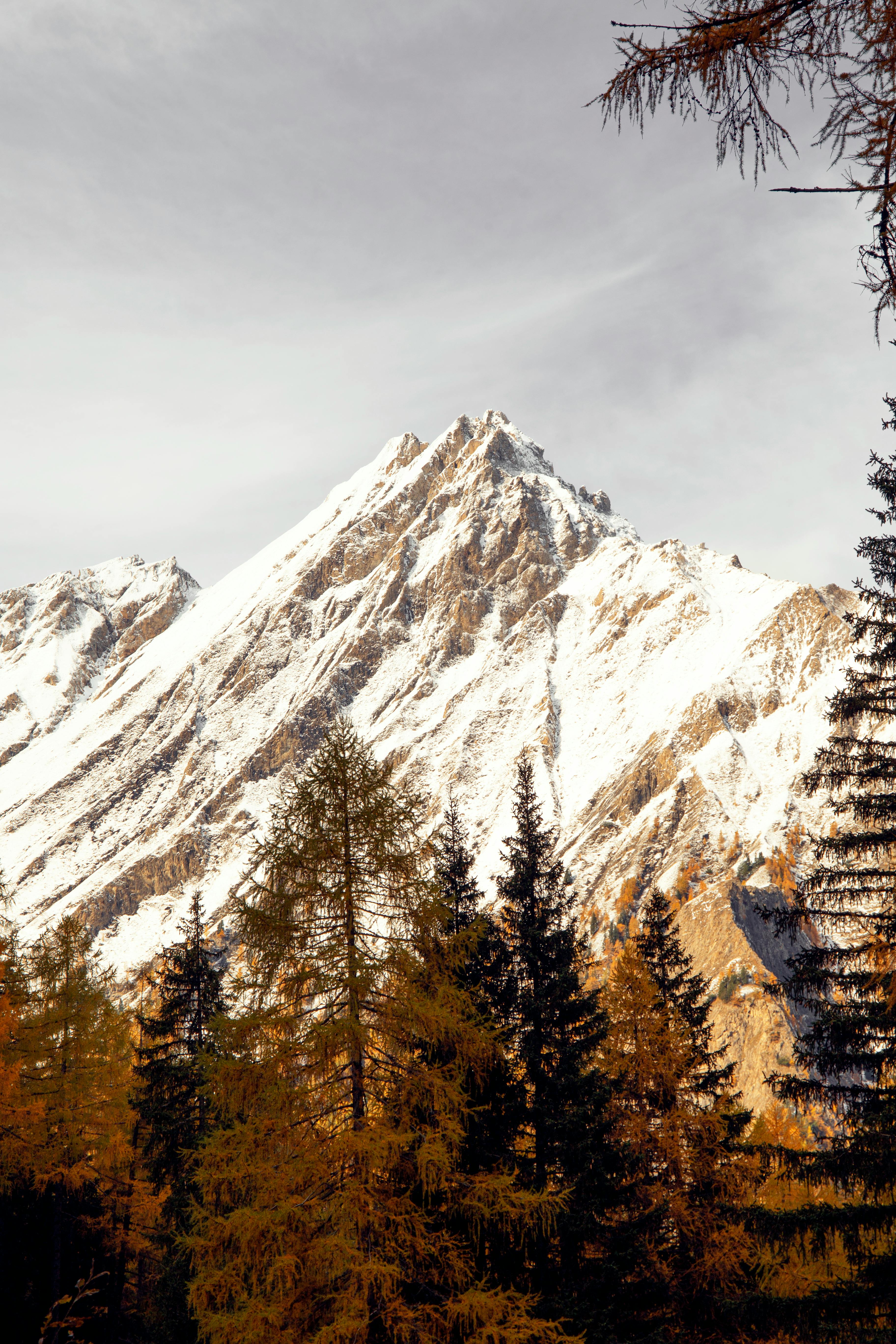 Snow Capped Autumn Mountain In Südtirol · Free