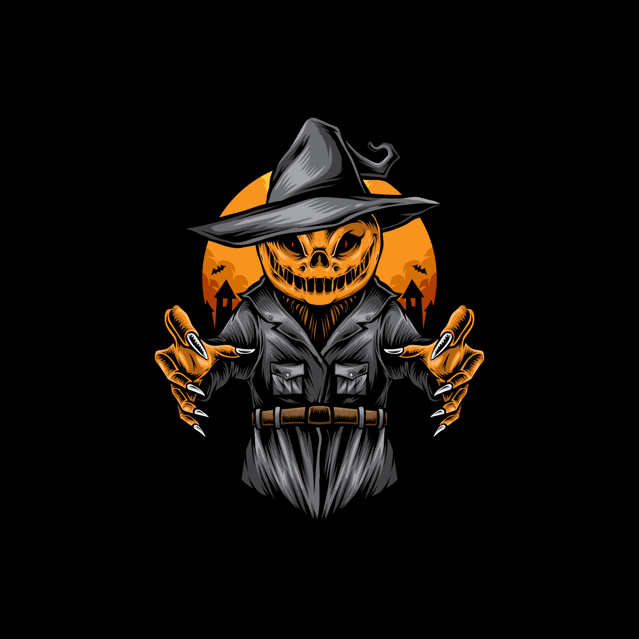 Halloween Pumpkin Wallpaper 4K, AMOLED, Scary, Black background