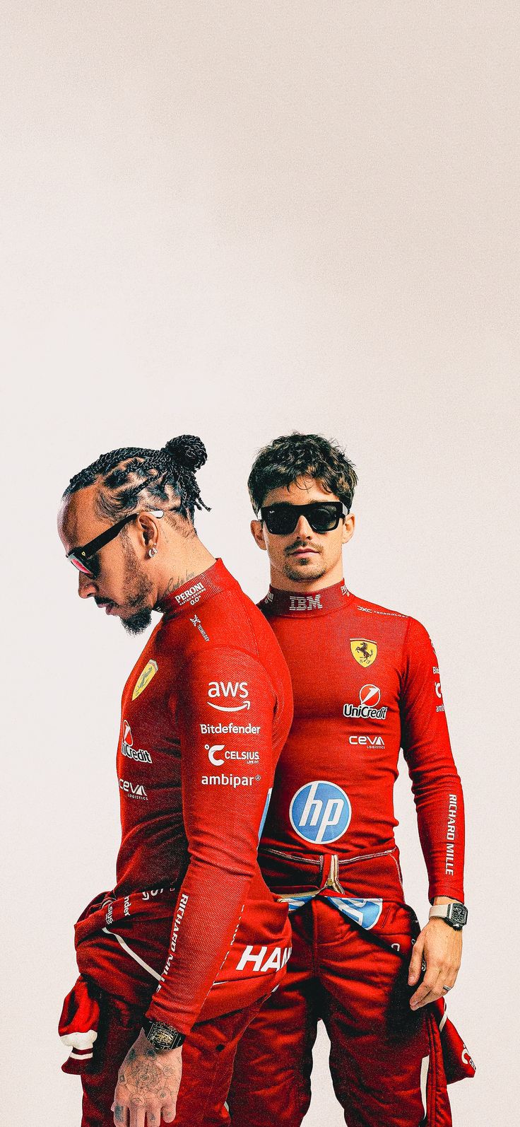 Lewis Hamilton & Charles Leclerc Phone Wallpaper