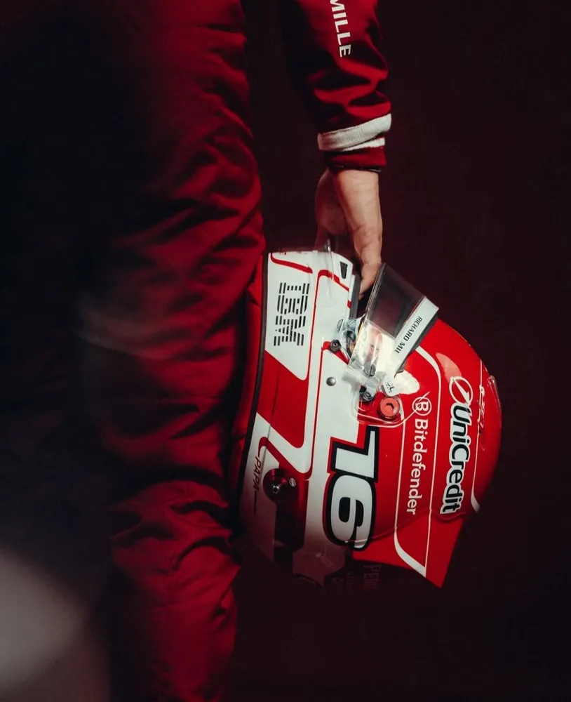 Charles Leclerc unveils his Ferrari helmet for 2025