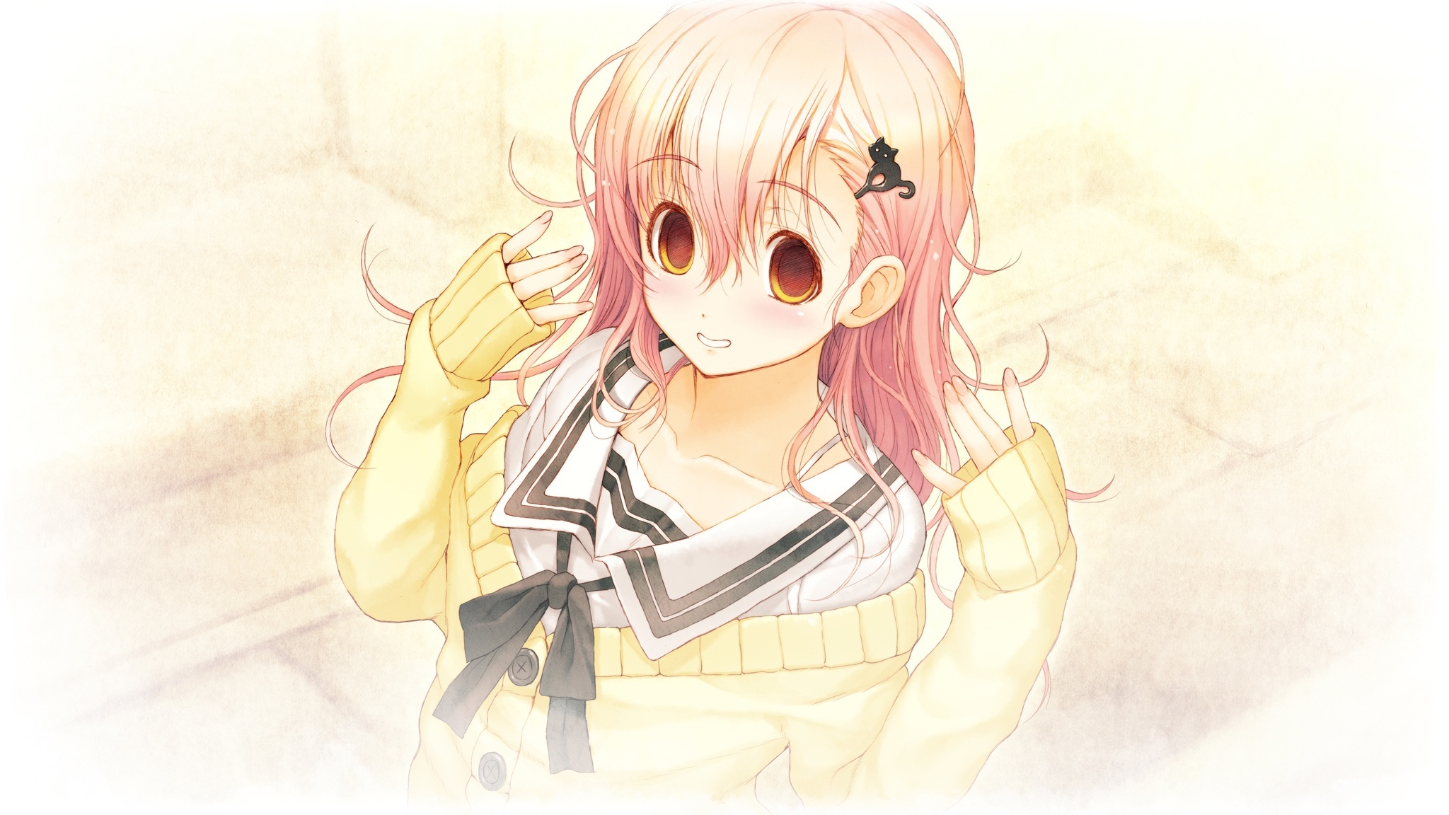 Wallpaper girl, smile, barrette, Kimi to Kanojo to Kanojo no Koi, Mukou Aoi for mobile and desktop, section арт, resolution 2048x1152