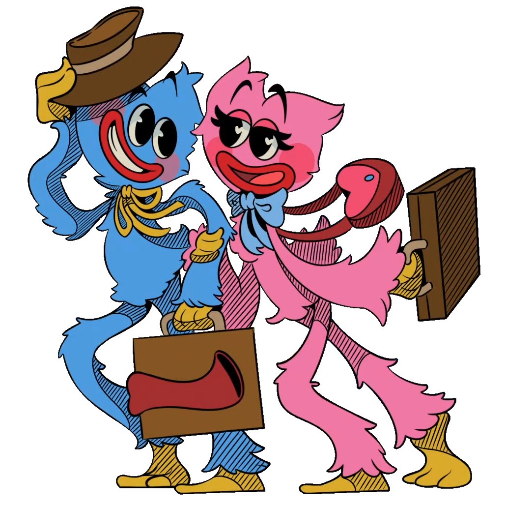 Discarded Official art of Huggy Wuggy and Kissy Missy