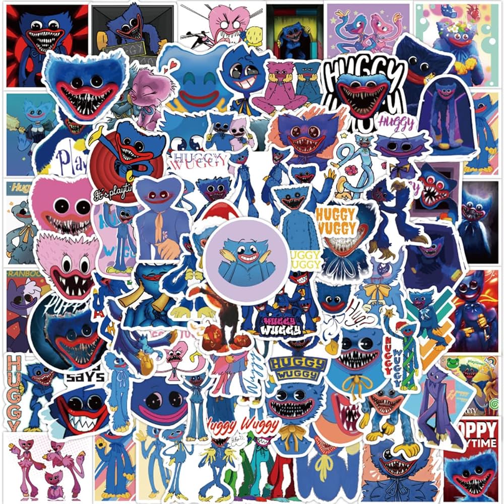 Poppy Playtime Sticker 100Pieces Huggy Wuggy Theme Stickers Children, Kissy Missy Stickers for Laptop, Horror Game Waterproof Vinyl Aesthetic Stickers for Teens Kids, Buy Online at Best Price in