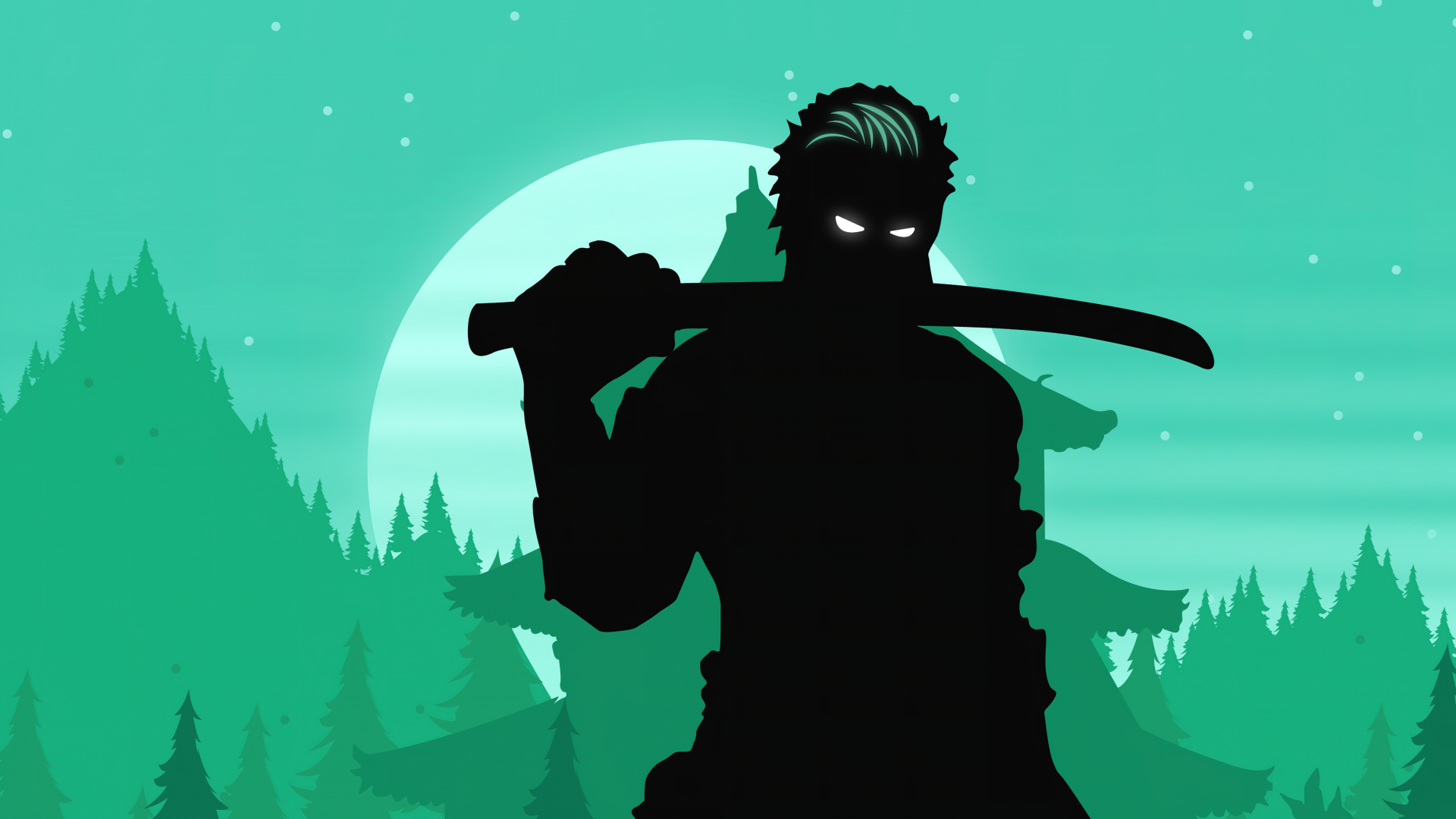 Roronoa Zoro Wallpaper 4K, Silhouette, Illustration