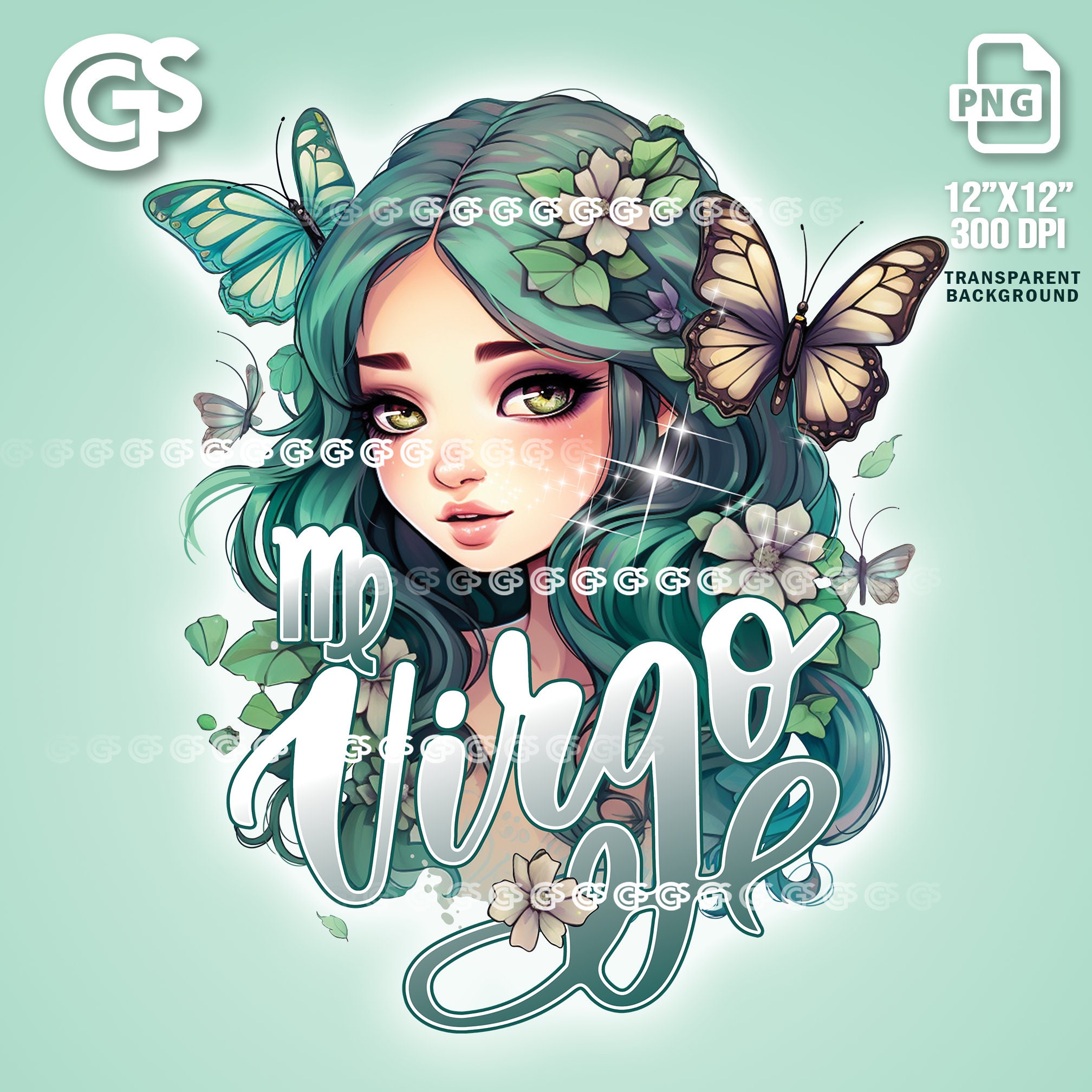 Virgo Girl Zodiac PNG File. Horoscope T Shirt Digital Design, Astrology Sublimation, Instant Download, Pngs Designs