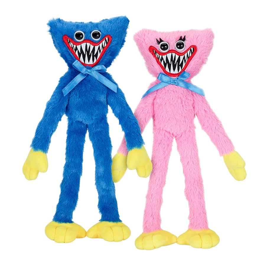 Poppy Playtime Huggy Wuggy & Kissy Missy Scary Plush Set (Two 14'' Tall Plushies, Series 1) [Officially Licensed] (MP7706 VP), Toys & Games