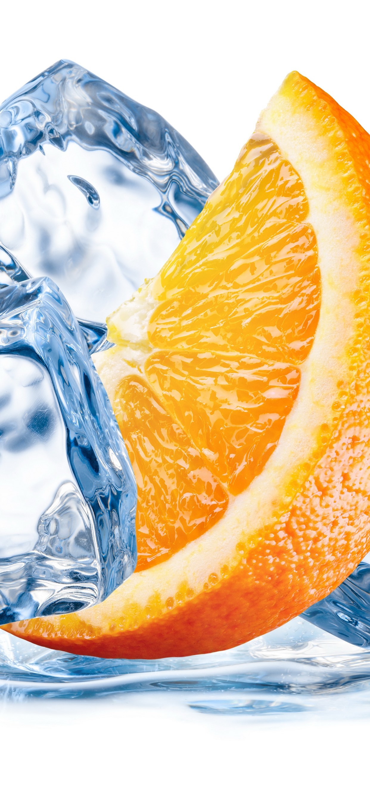 Orange Slice, Ice Cubes, White Background 1242x2688 IPhone 11 Pro XS Max Wallpaper, Background, Picture, Image