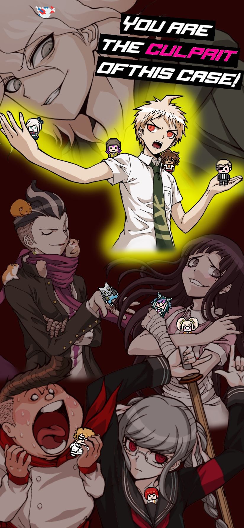 I created a cellphone wallpaper inspired but Danganronpa 2 (spoilers for all the game)