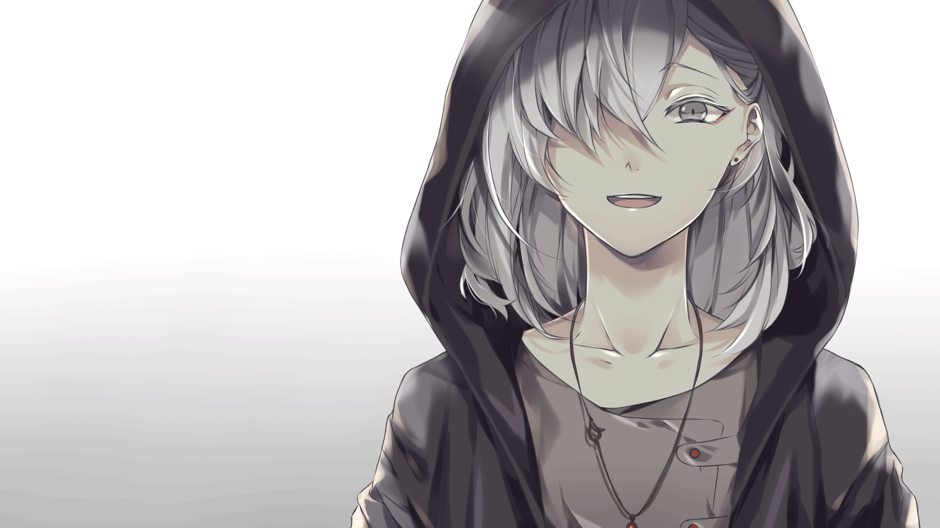 Silent Tears: Grey Haired Anime Original HD Wallpaper