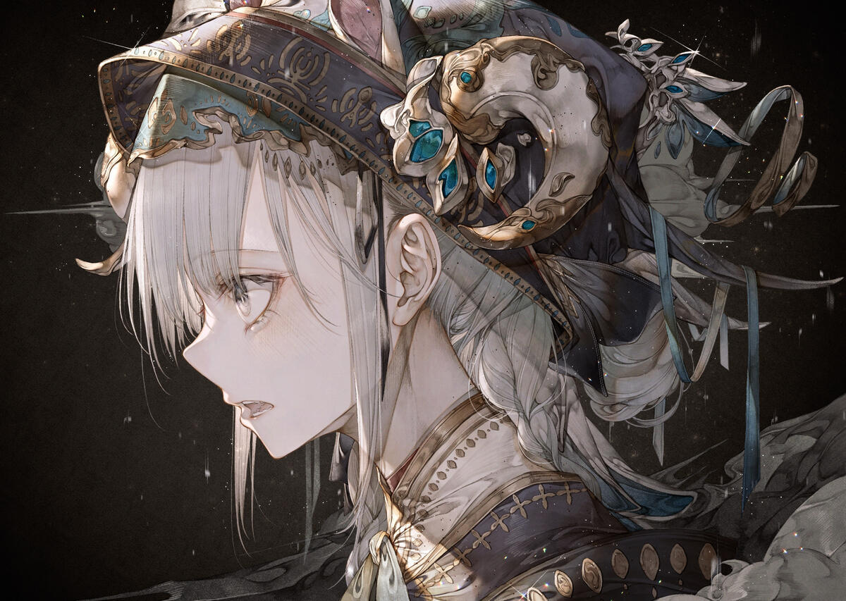 Wallpaper wallpaper gothic anime girl profile view gray hair headdress lolita fashion from chappie image and screensavers