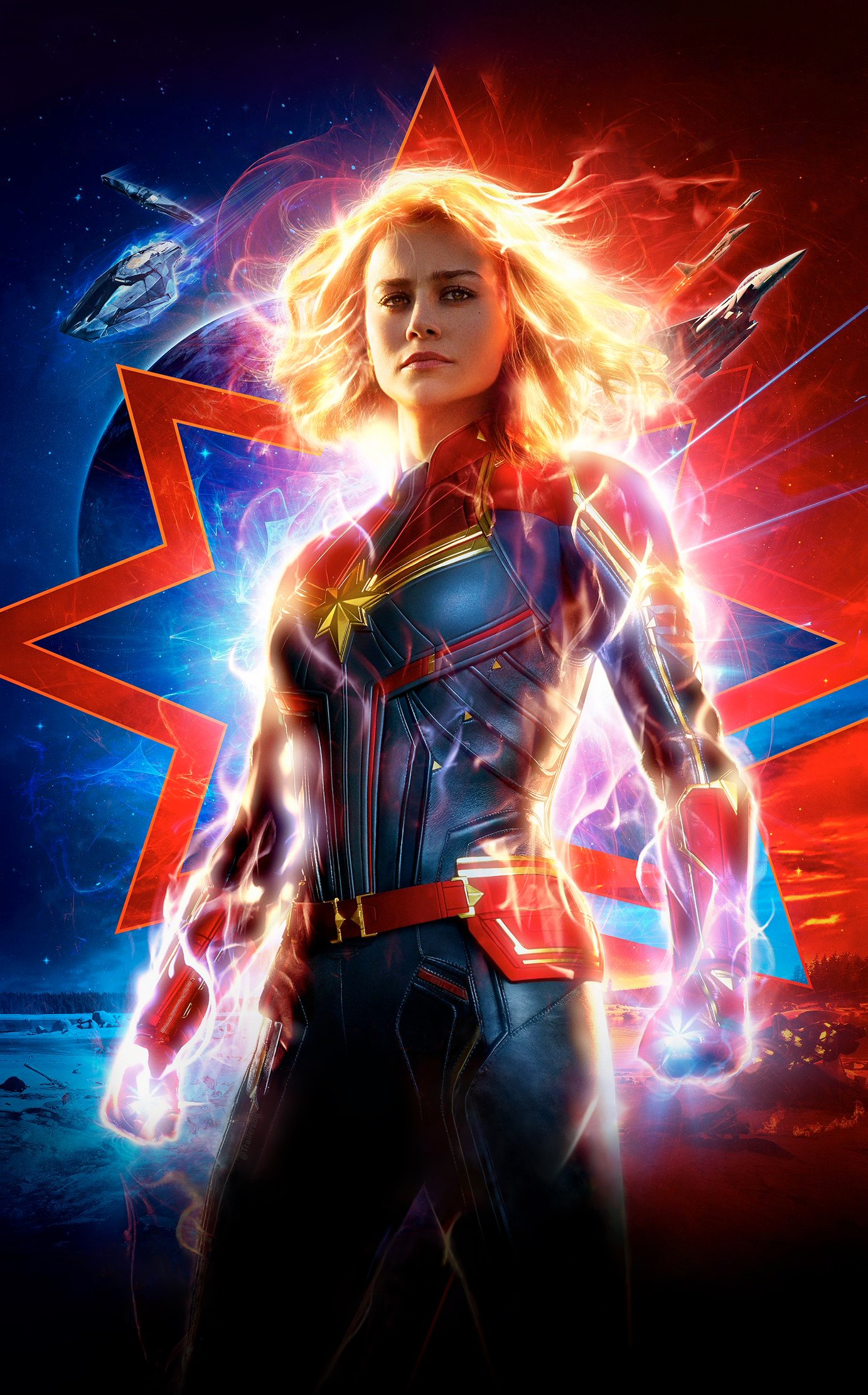 Wallpaper Brie Larson, Captain Marvel, Carol Danvers, Marvel Cinematic Universe, Superhero, Background Free Image