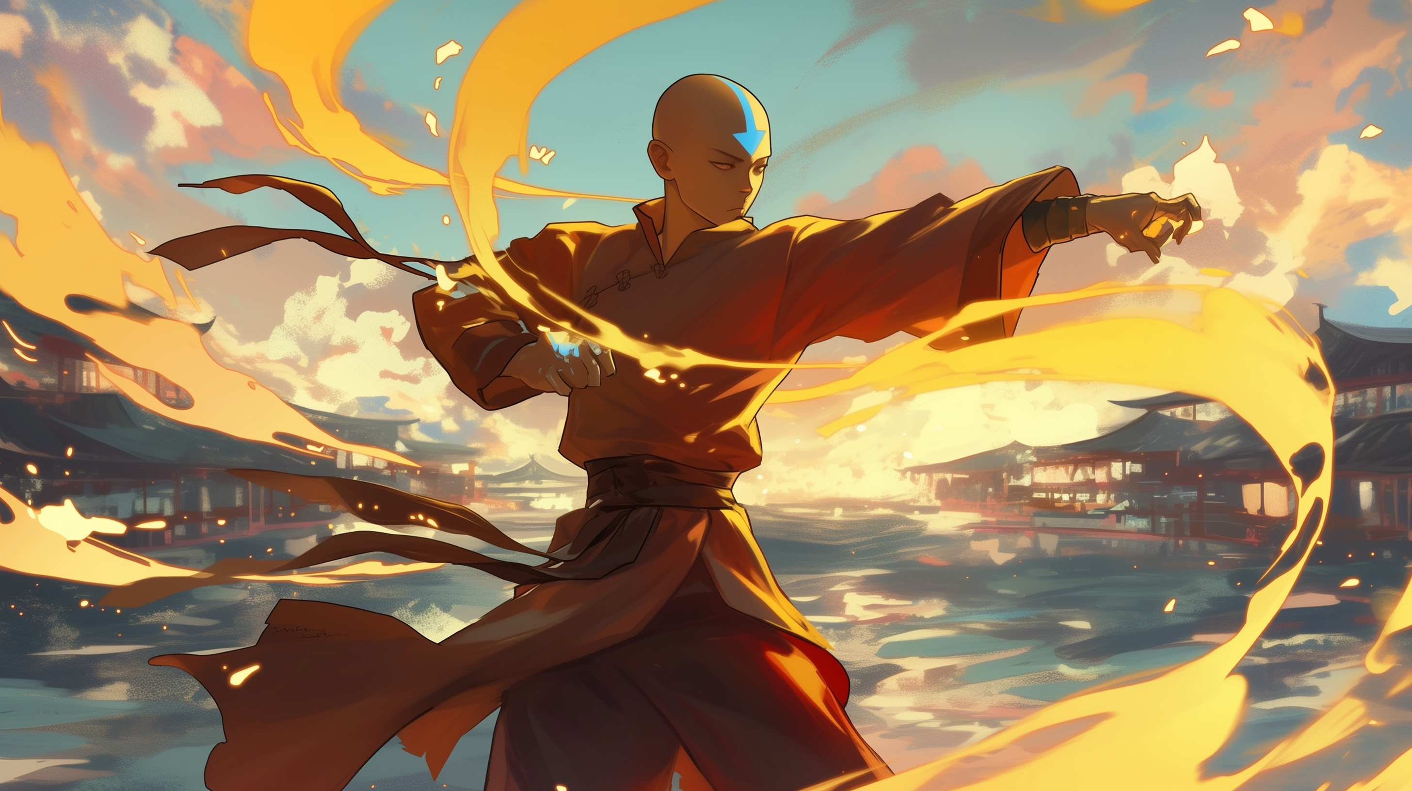HD Wallpaper: Aang in Action