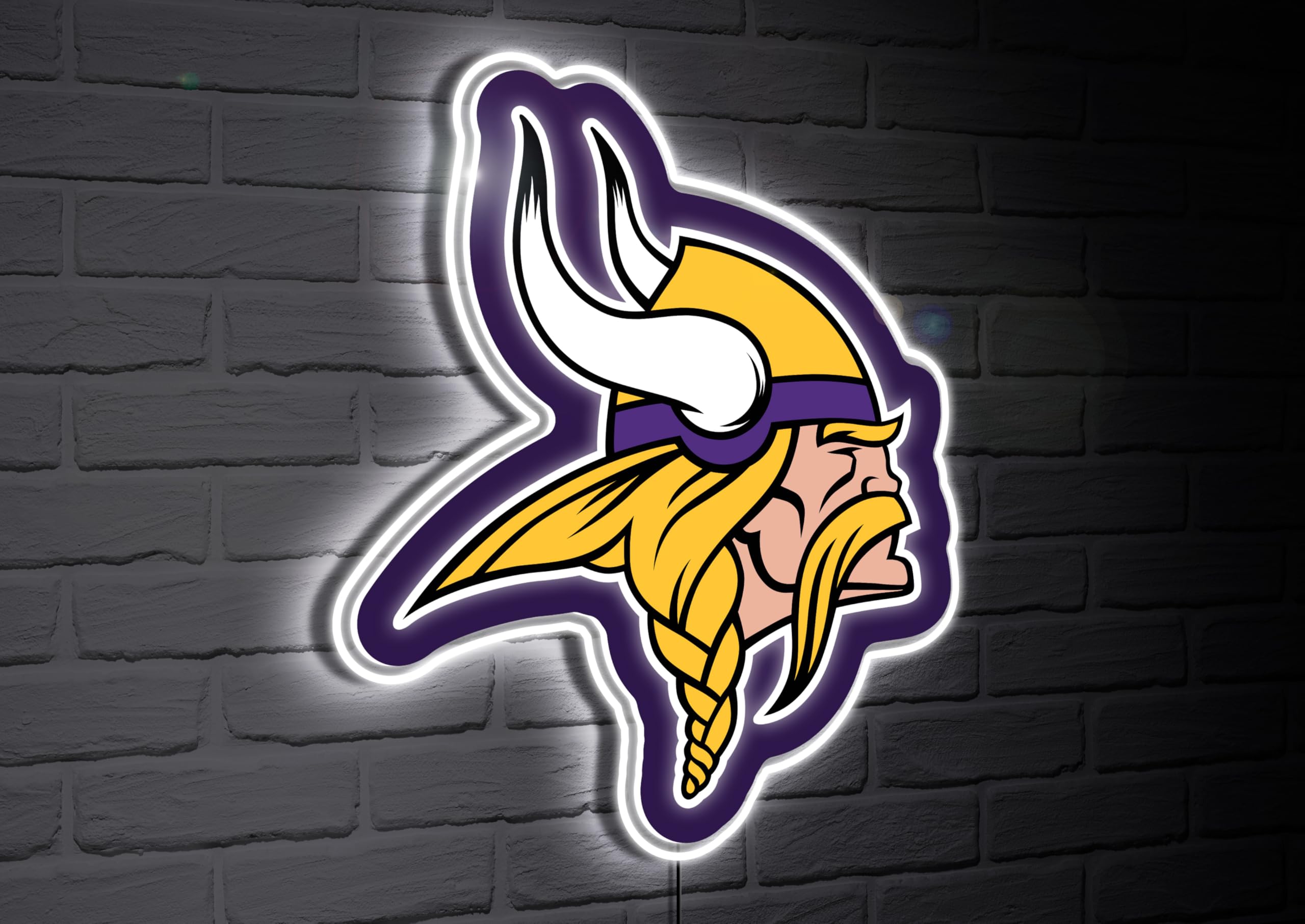 Team Sports America NFL Minnesota Vikings Ultra Thin LED Light Wall Sign Décor. Officially Licensed Inch Mascot Logo Shaped Wall Sign. Made In USA, Sports & Outdoors