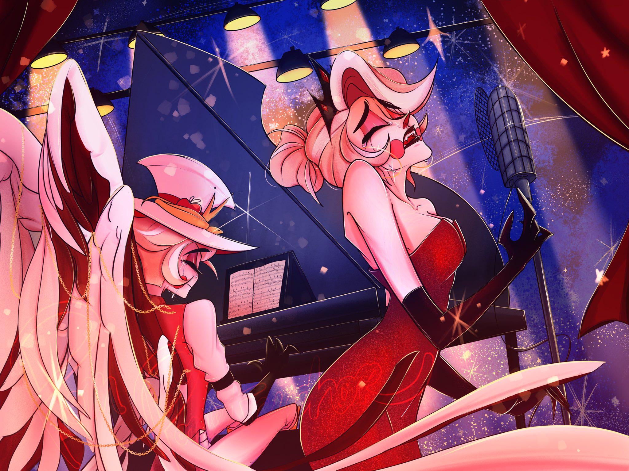 Charlie and Lucifer on stage (art