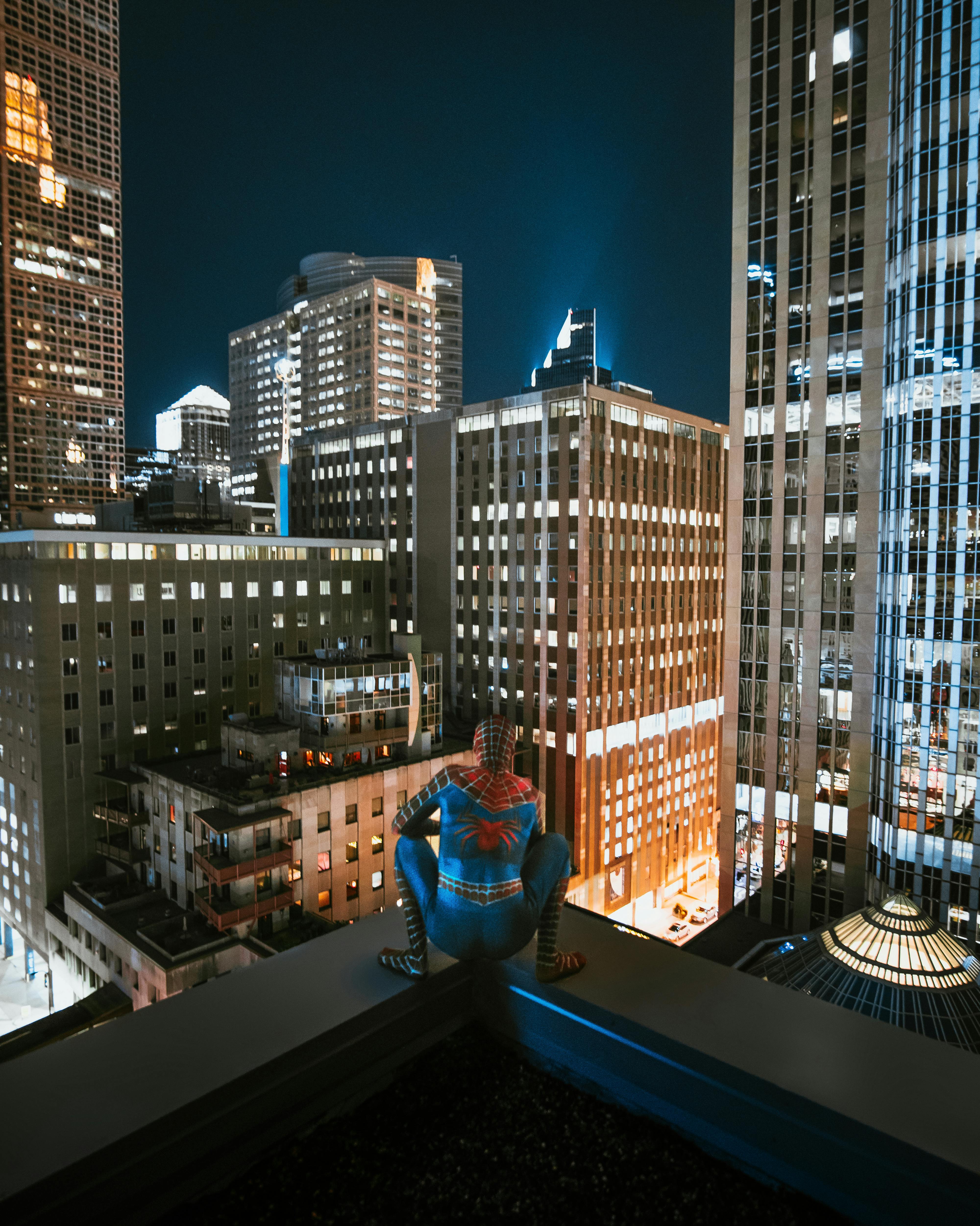 Spider Man on Top of Building · Free