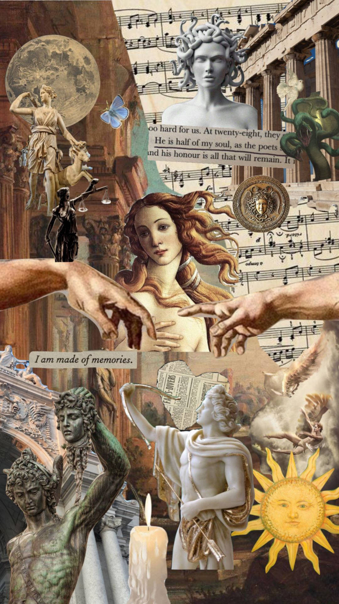 Download Beautifully painted ancient Greek architecture being enhanced by the sunset. Wallpaper