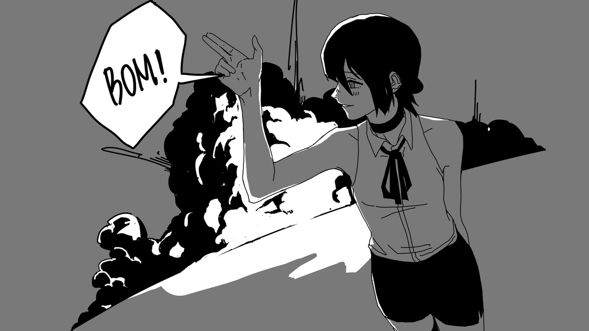 Anime chainsaw man manga drawing reze artwork explosion Play Gaming Mat Desk