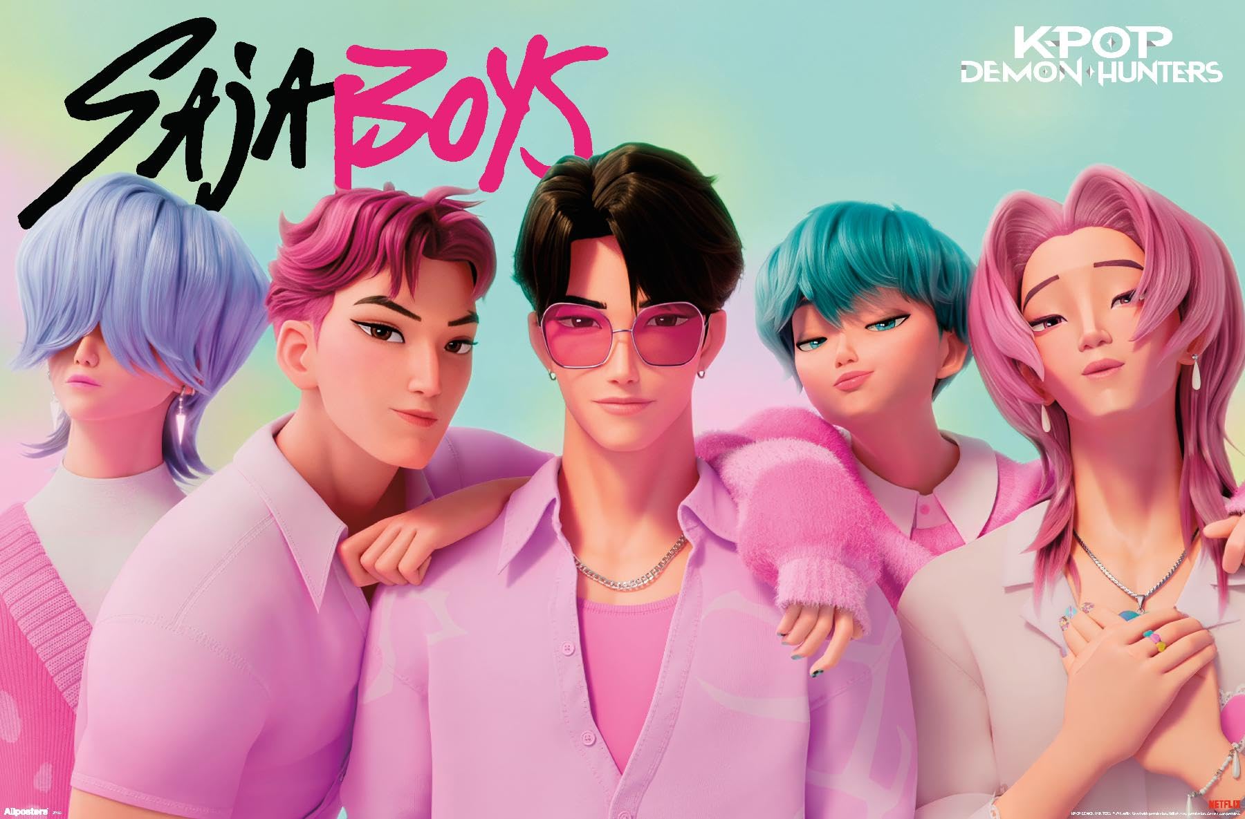 Netflix KPop Demon Hunters Boys Wall Poster, 22.4L x 14.7W, Premium Unframed Version: Posters & Prints