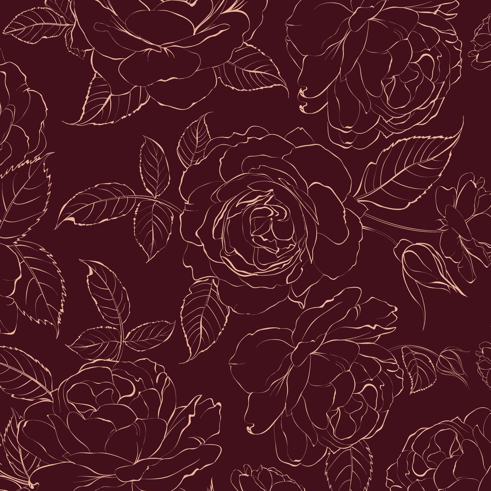 Rose Sketch Wallpaper Peel and Stick