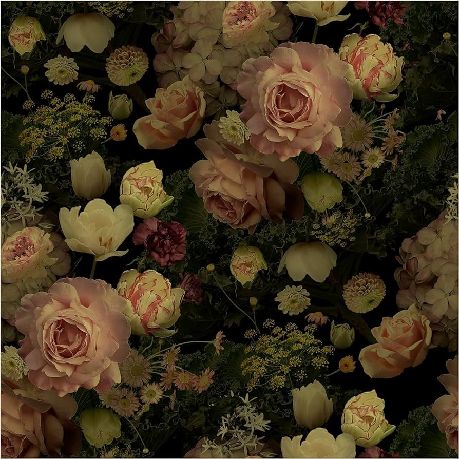 Blooming Wall DPYB33 Vintage Romantic Pink Roses Floral Peel and Stick Wallpaper Removable Self Adhesive Wall Mural Wall Décor