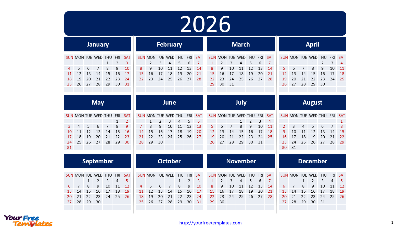 Plan Ahead with the 2026 Calendar Printable PowerPoint