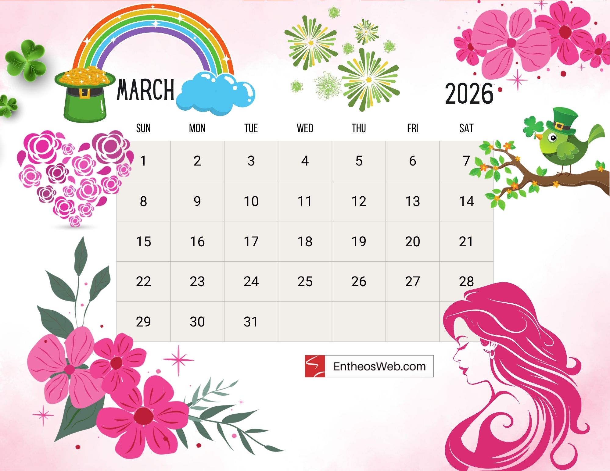 2026 Thematic Printable Calendar