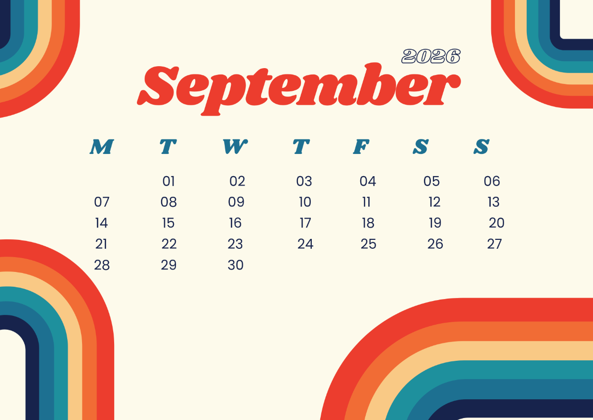 Free Retro September 2026 Calendar to Edit Online