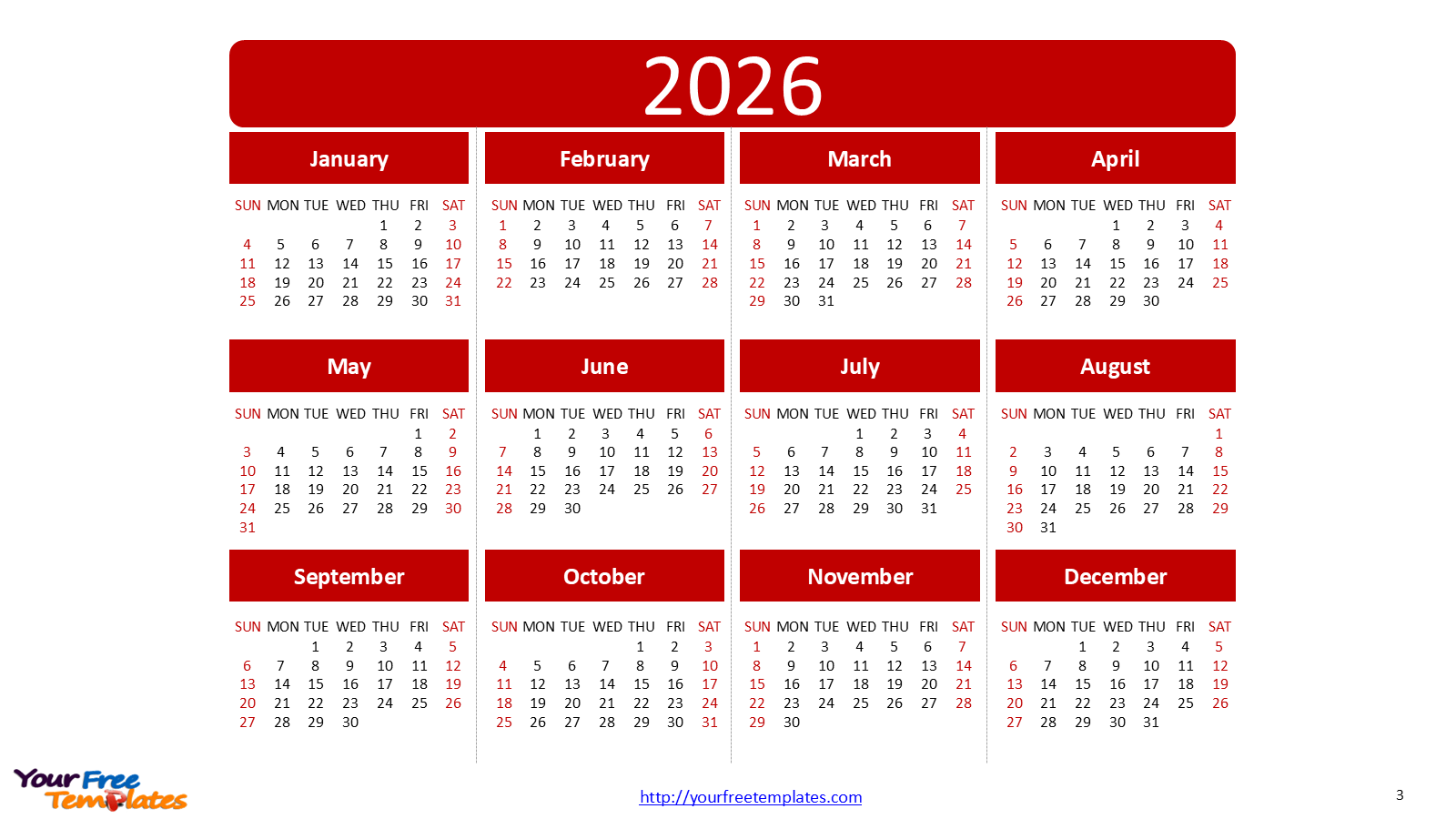 Plan Ahead with the 2026 Calendar Printable PowerPoint