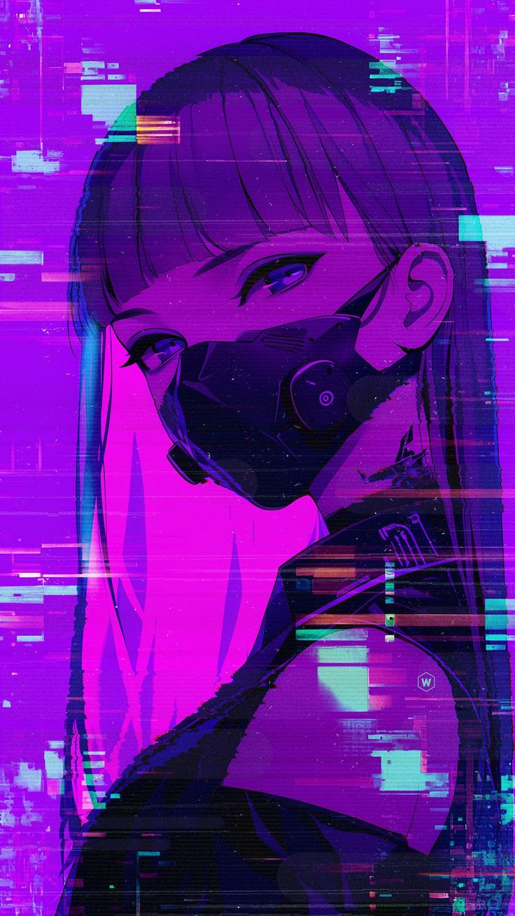 Wallpaper girl, mask, distortion, art, purple, Art 4K by Golovatin Ivan. Download wallpaper girl, mask, distortion, art, purple for free