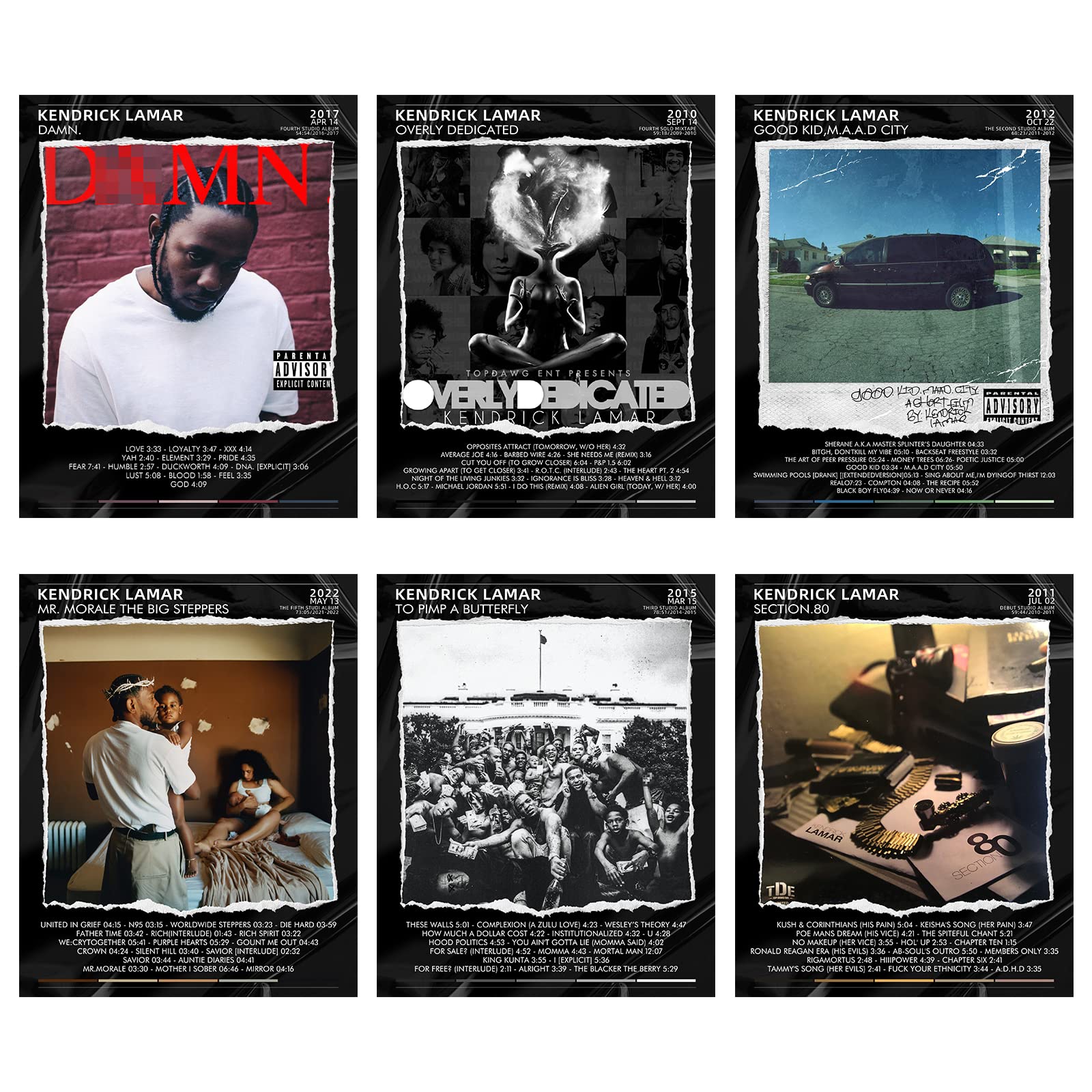 Kendrick Lamar Album Cover Poster Set 8 x 10 inch, 6 Album Sleeves HD Print Space Aesthetic Picture for Living Room Bedroom Music Classroom Wall Decoration Art, Amazon.de: Home & Kitchen
