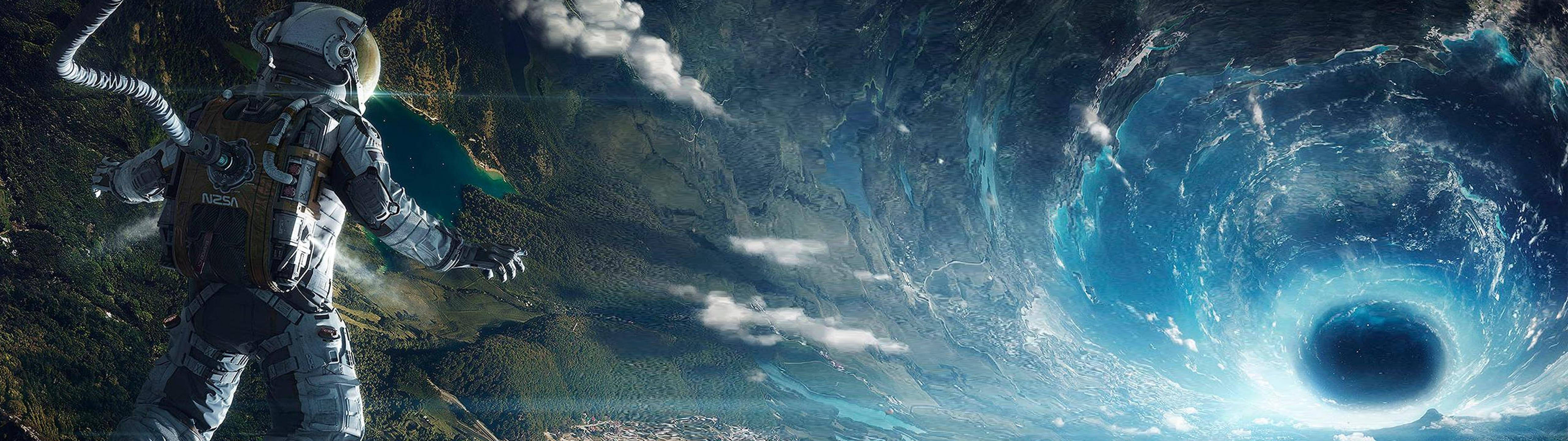 Download Space Astronaut Earth Blackhole Wallpaper