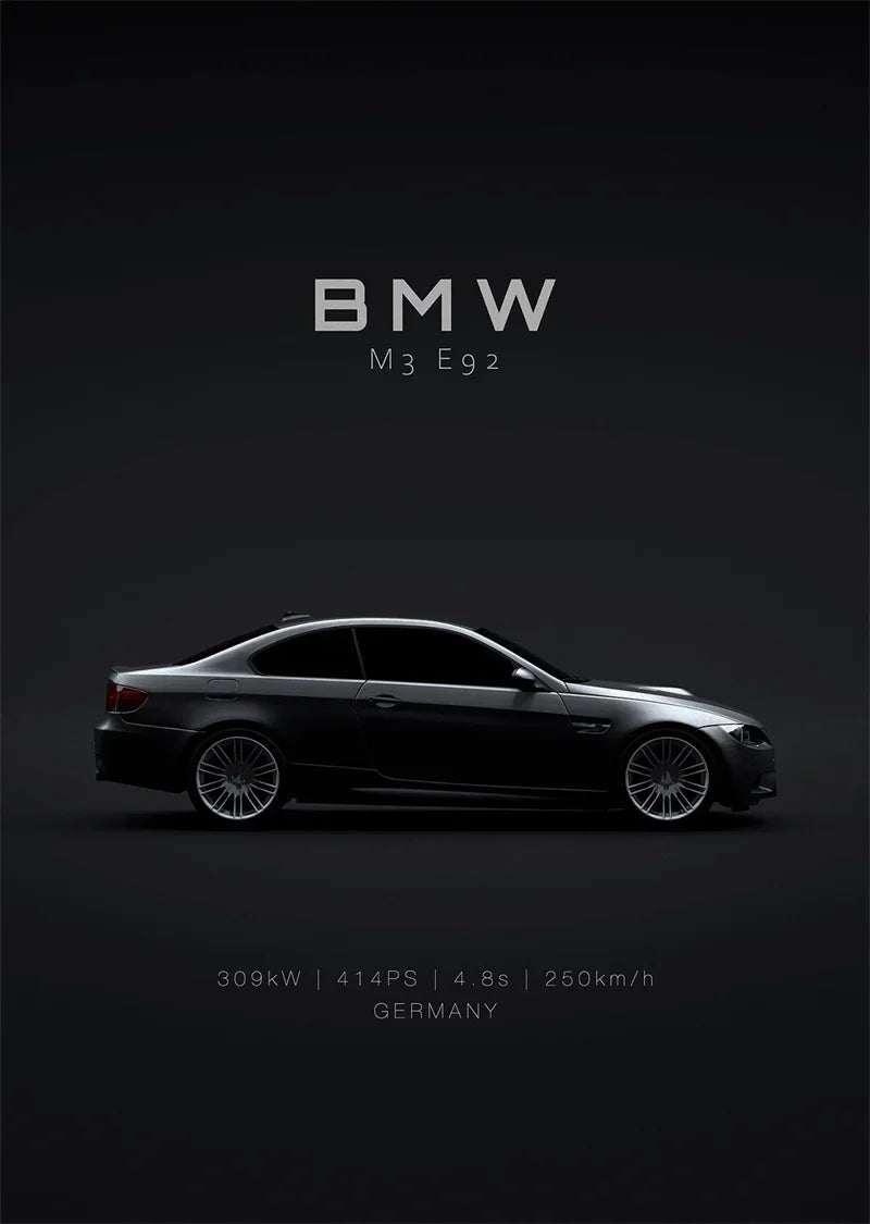 BMW M3 E92 Minimalist Car Wall Art Poster