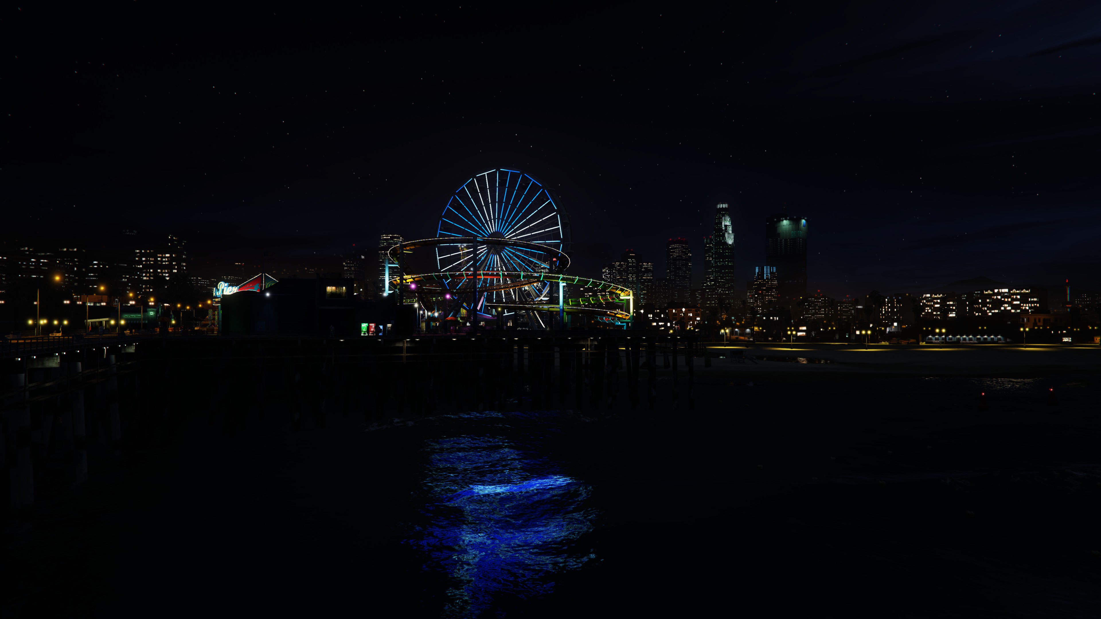 Download Roller Coaster Night Video Game Grand Theft Auto V 4k Ultra HD Wallpaper
