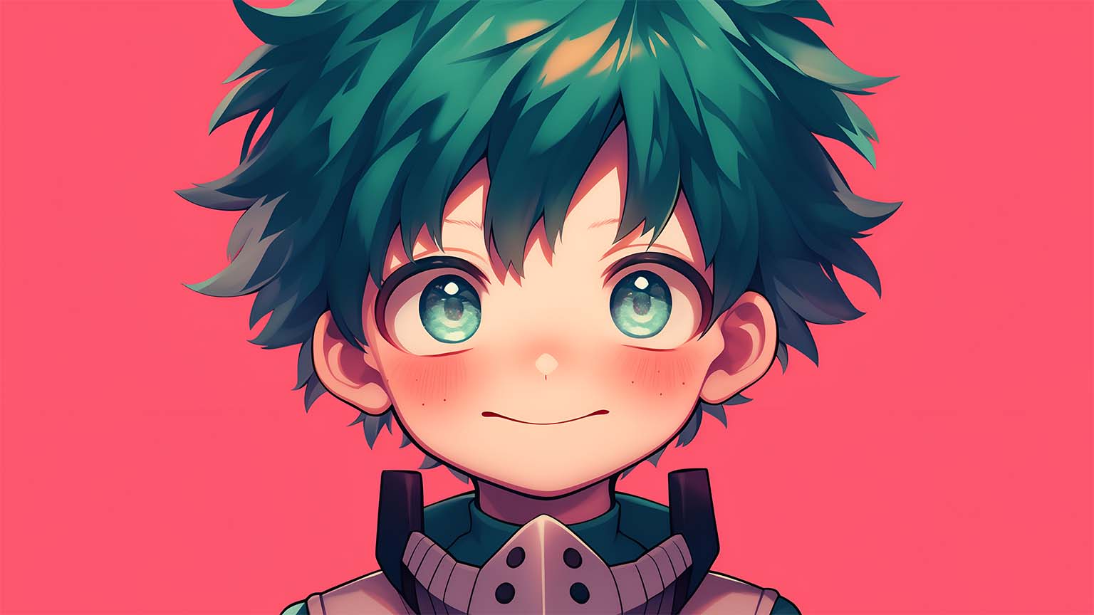 Deku Izuku Midoriya Cute Pink Background Desktop Wallpaper 4K
