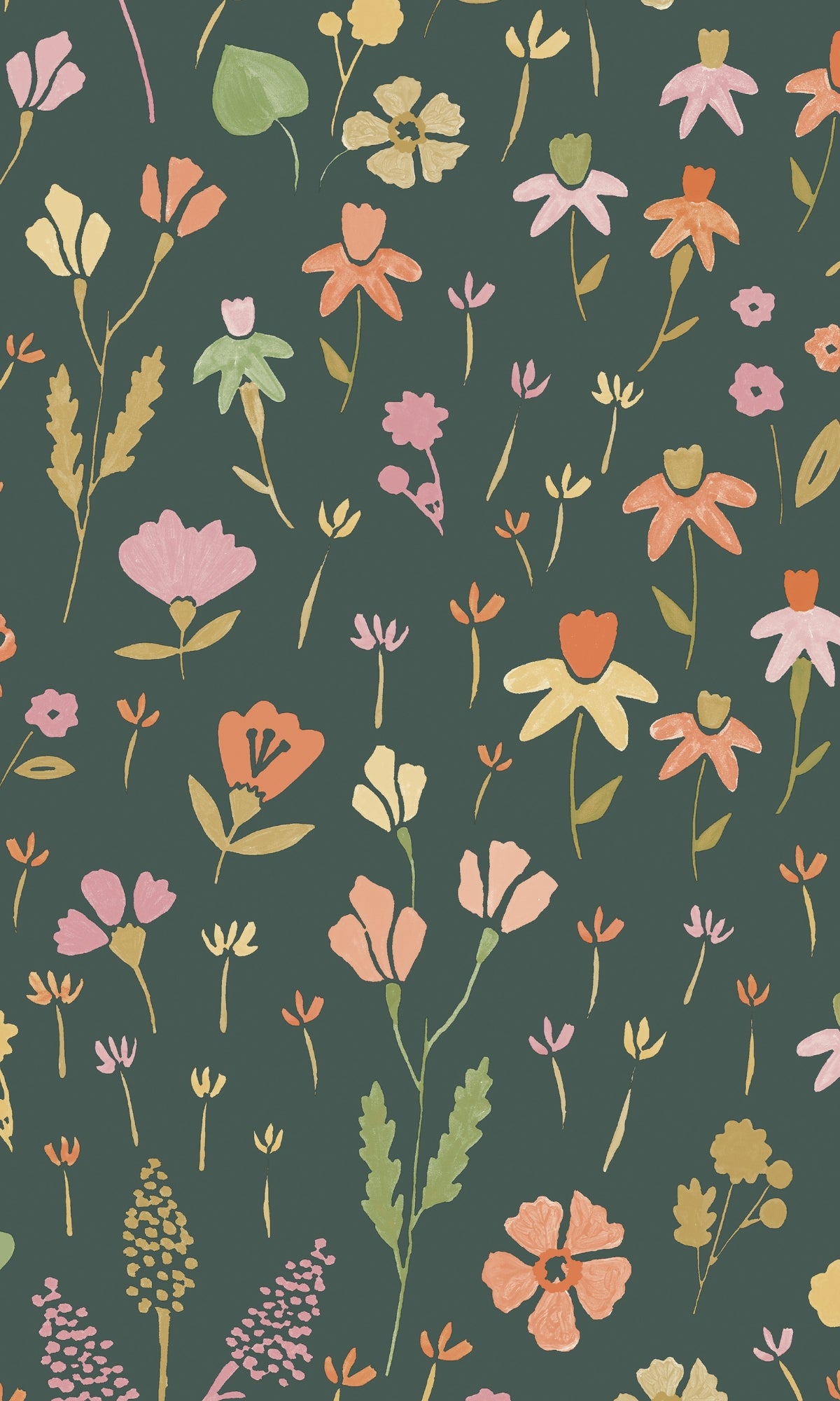 Black Minimalist Floral Prints Wallpaper R7975