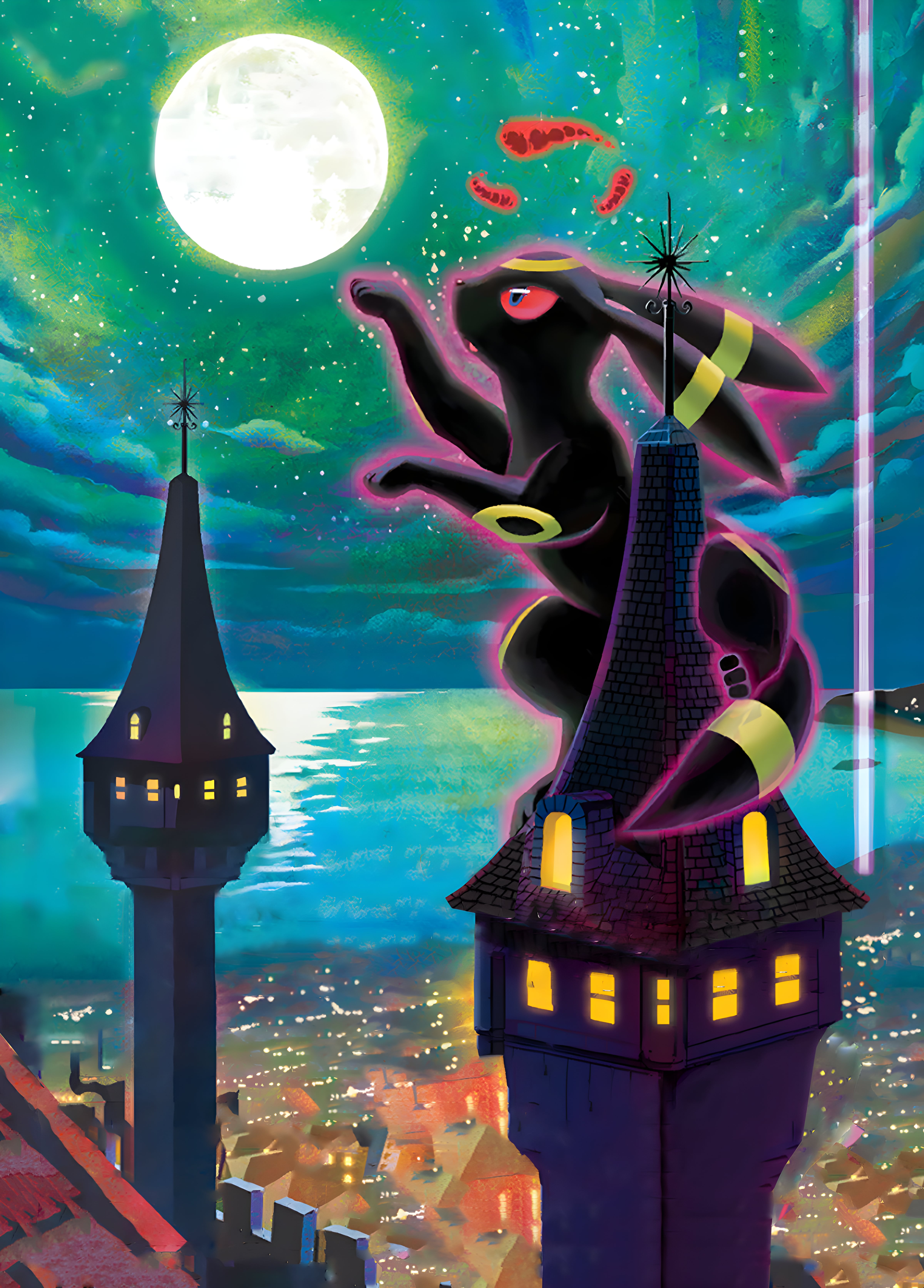 Umbreon Vmax Alt Art Text & Borders Removed + AI Upscaled